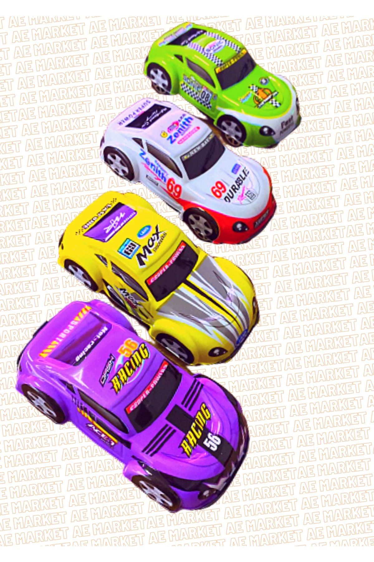 4 Adet Maket Plastik Çek Bırak Oyuncak Araba - Ince Plastik Vakum