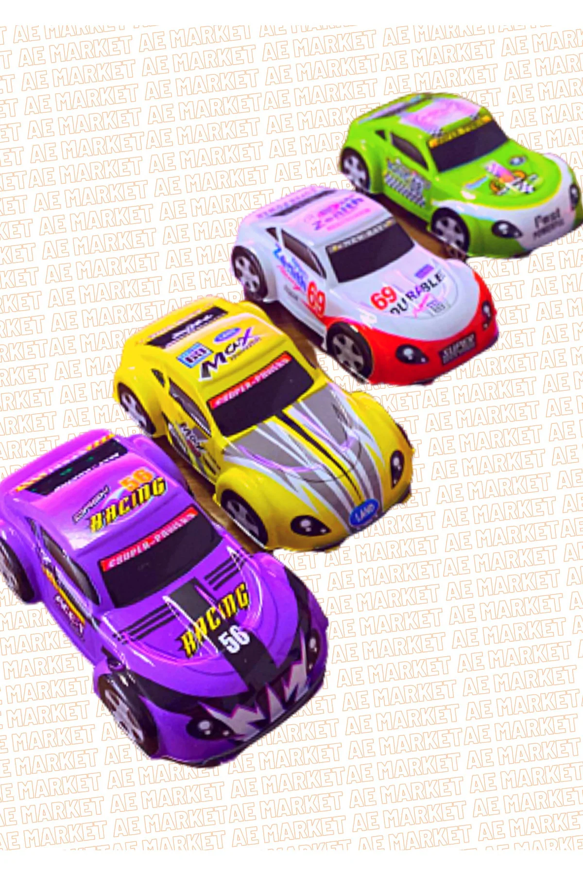 4 Adet Maket Plastik Çek Bırak Oyuncak Araba - Ince Plastik Vakum