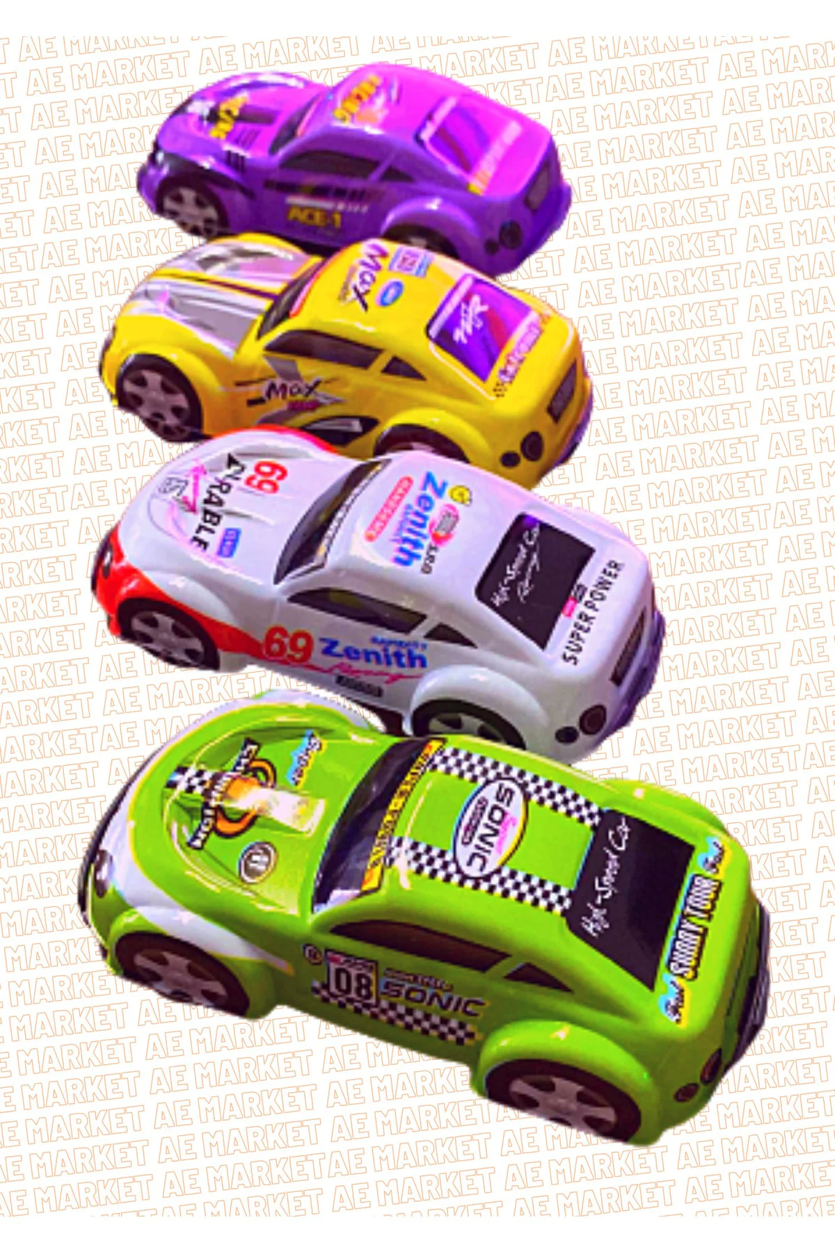 4 Adet Maket Plastik Çek Bırak Oyuncak Araba - Ince Plastik Vakum