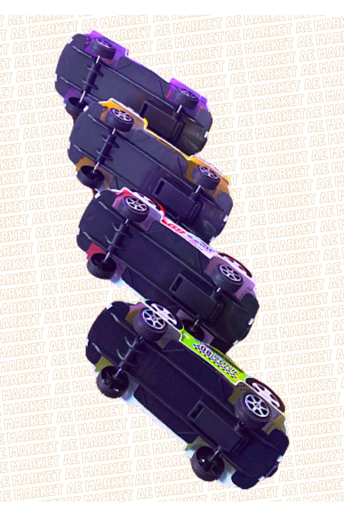 4 Adet Maket Plastik Çek Bırak Oyuncak Araba - Ince Plastik Vakum