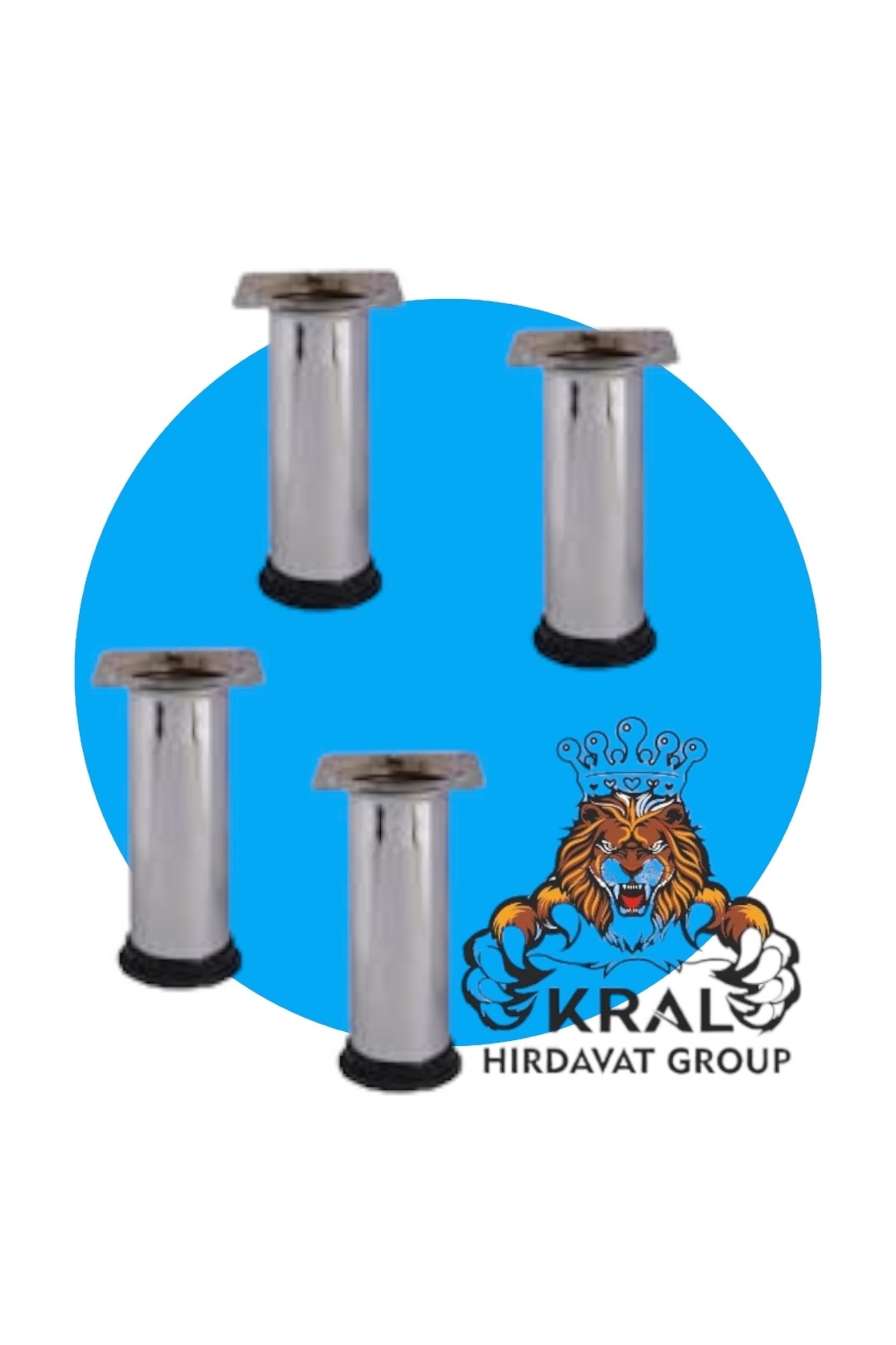 Kral Hirdavat 4 Adet Metal Baza. Dolap Ayağı, 15 Cm Çap-42Mm, Vidalar Dahil