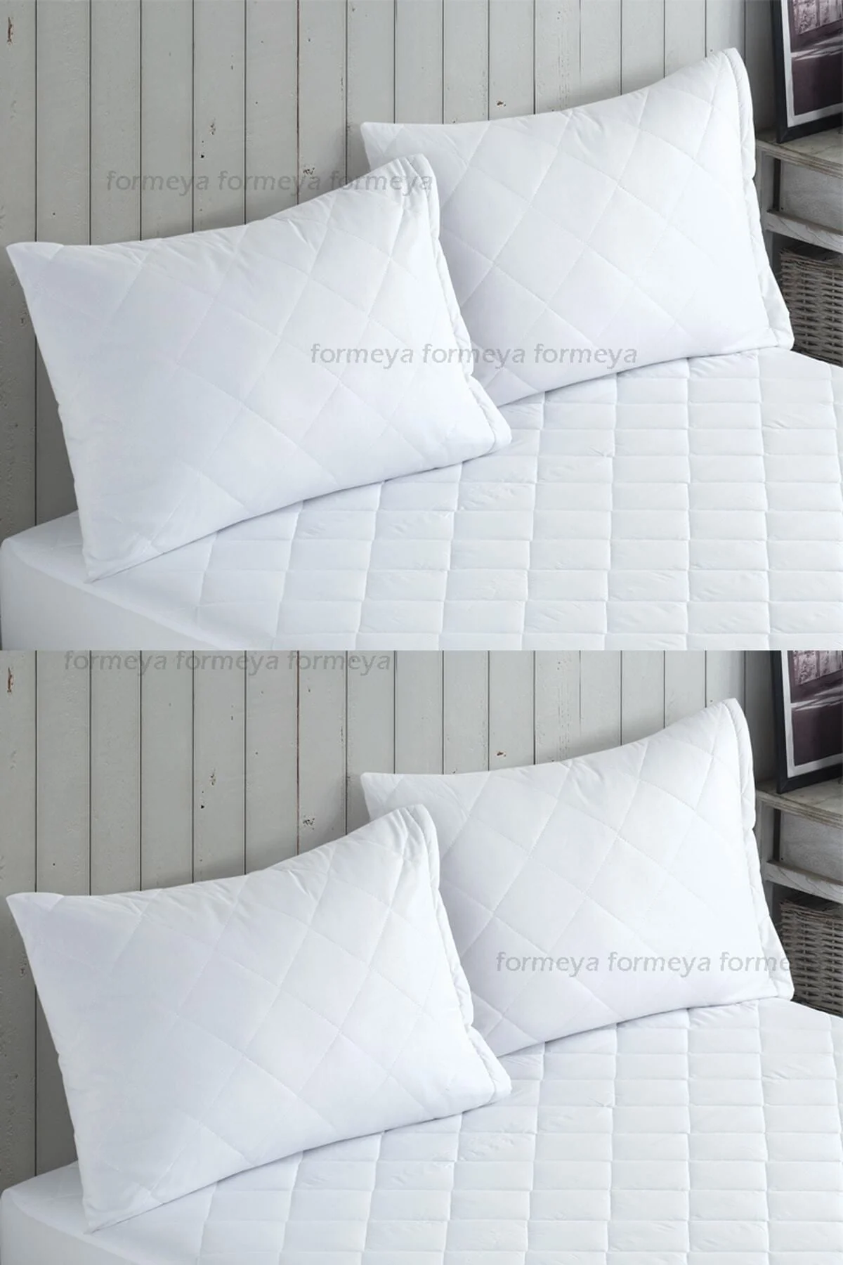 4 Adet Mikrofiber Kapitone Yastık Koruyucu Kılıfı-Fermuarlı Yastık Alezi Kılıf Seti 50x70 cm