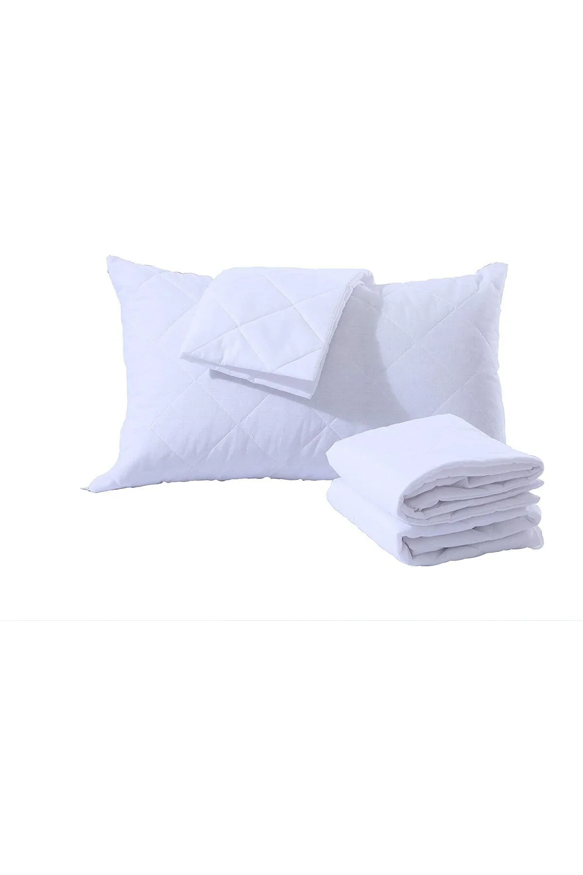 4 Adet Mikrofiber Kapitone Yastık Koruyucu Kılıfı-Fermuarlı Yastık Alezi Kılıf Seti 50x70 cm