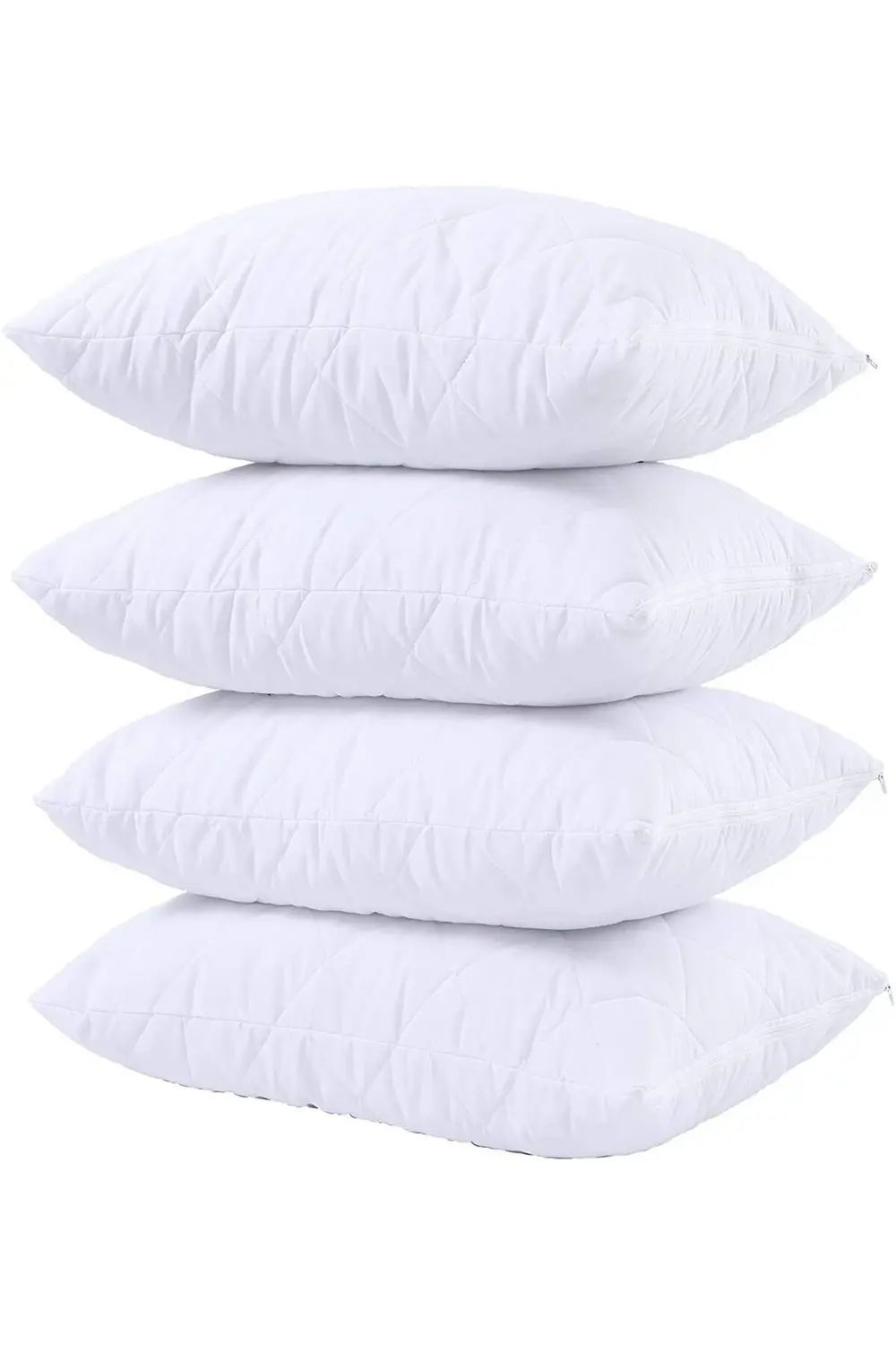 4 Adet Mikrofiber Kapitone Yastık Koruyucu Kılıfı-Fermuarlı Yastı