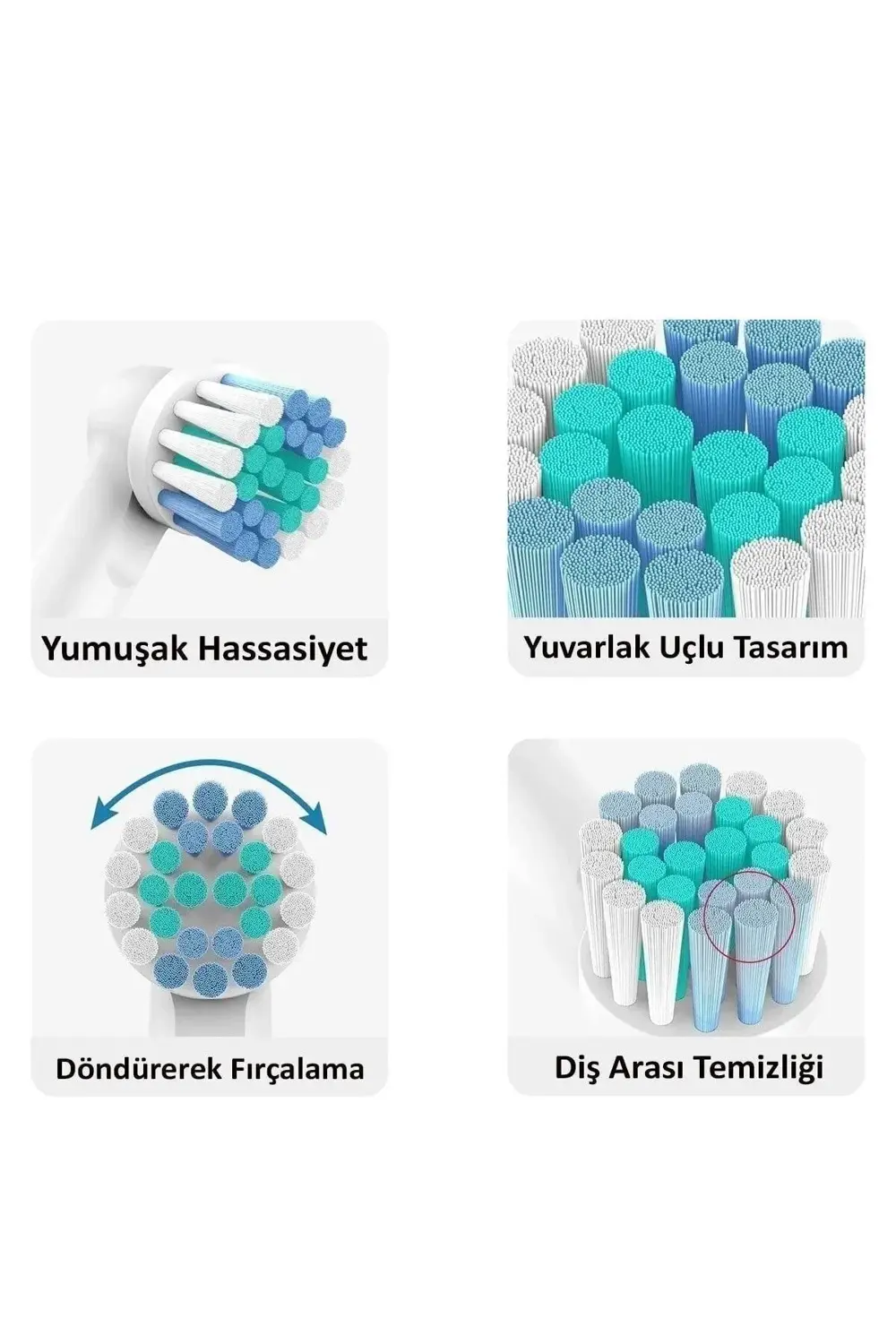 4 Adet Oral B Pilli Ve Elektrikli Diş Fırçalarına Uyumlu Yedek Ba