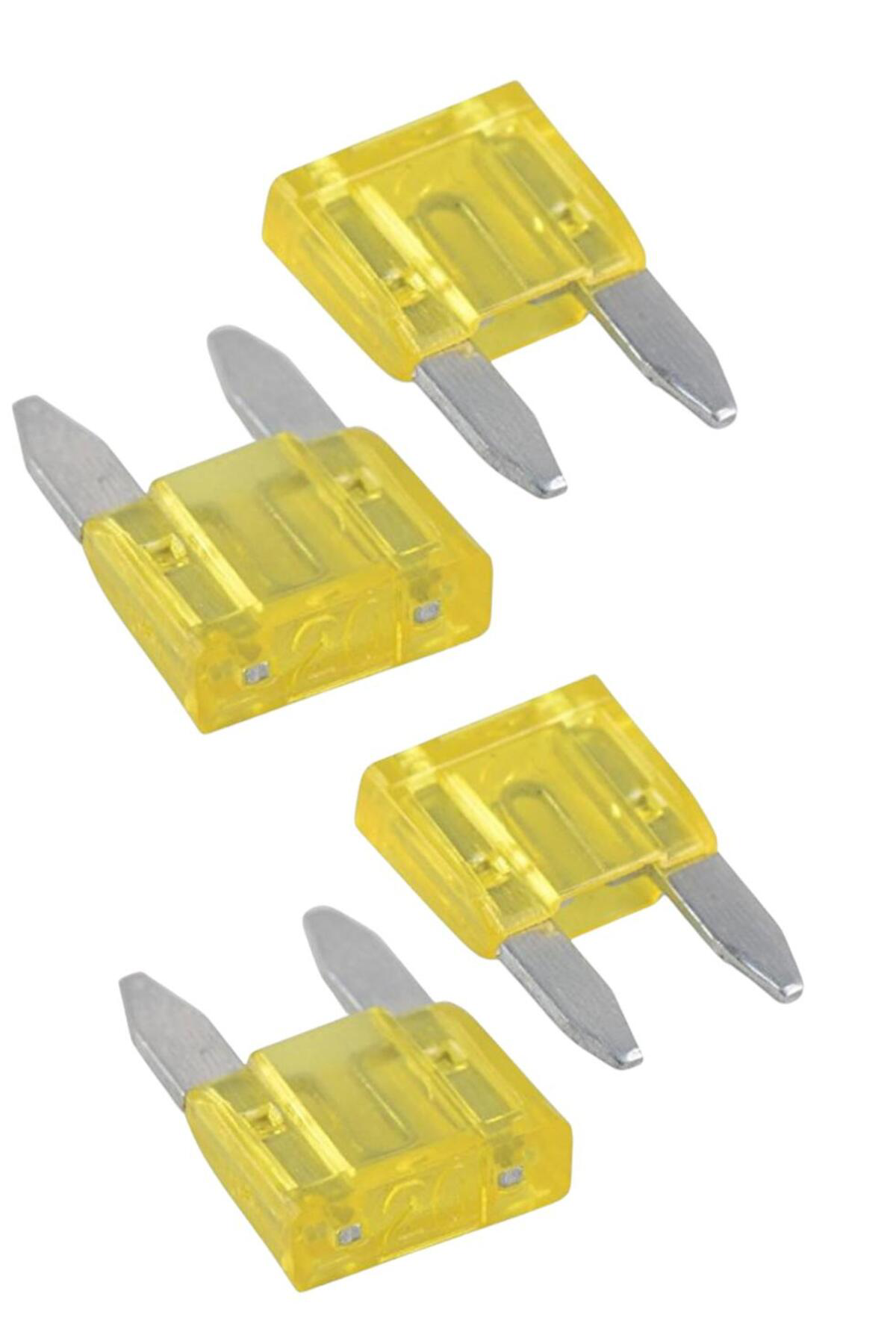 4 adet Oto Sigorta 20 Amper – Mini Tip Bıçaklı Model, 12V/24V Evr