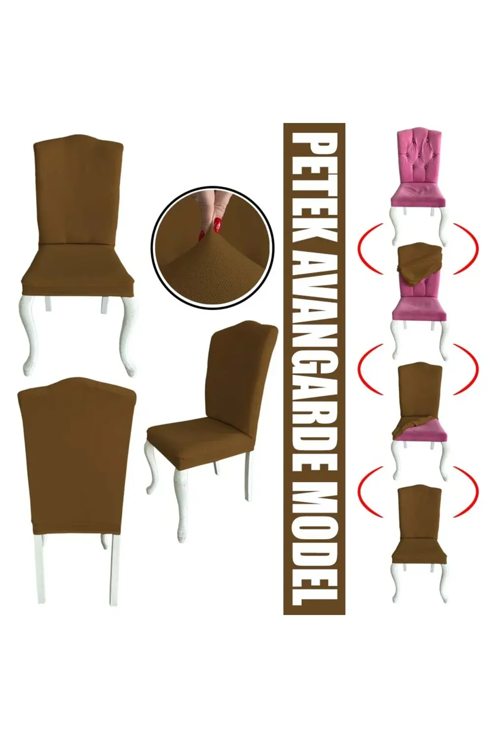 4 Adet Petek Kumaş Avangarde Tipi Sandalye Kılıfı & Sandalye Örtü