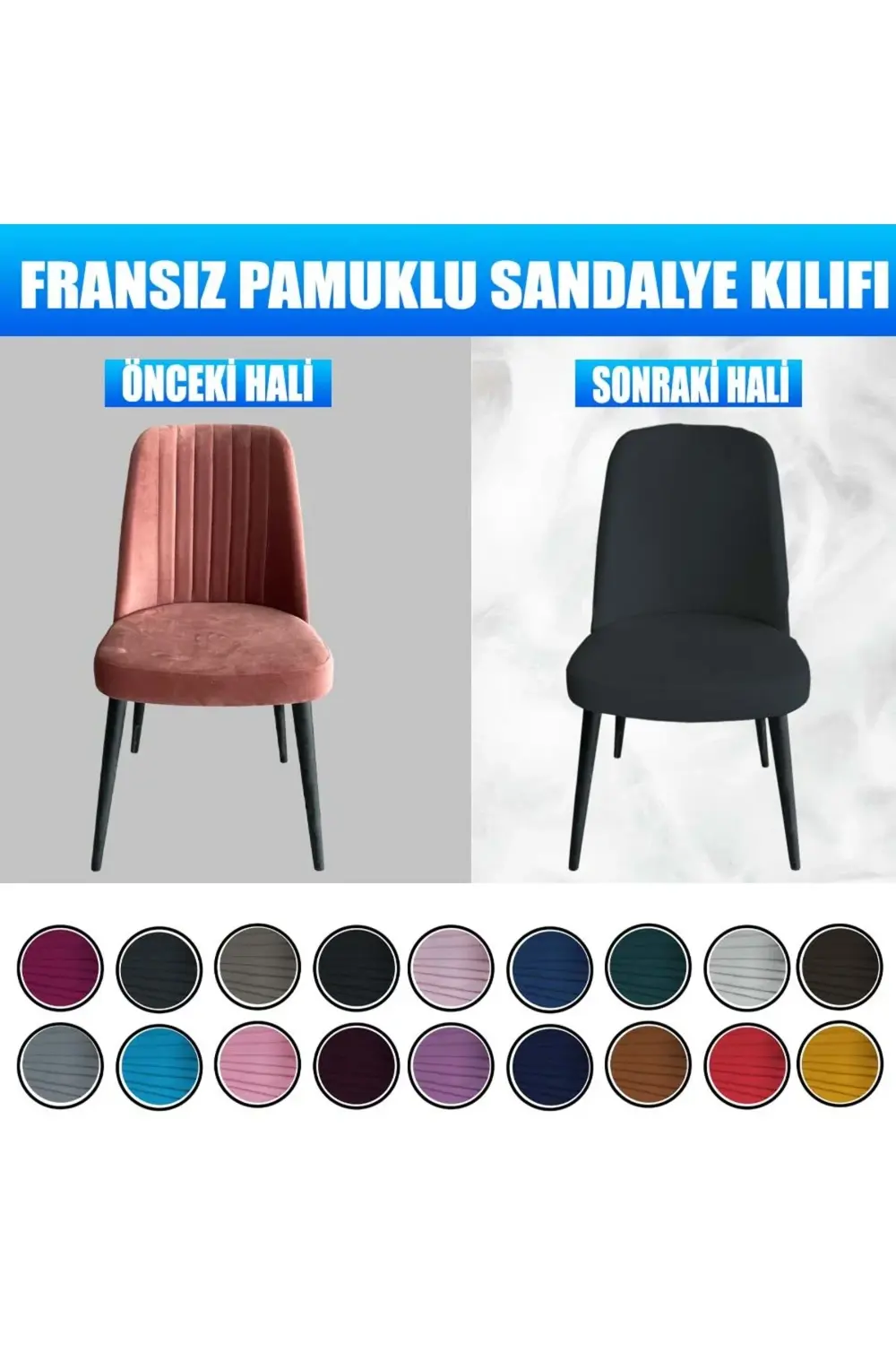 4 Adet Petek Kumaş Gül Tipi Sandalye Kılıfı & Sandalye Örtüsü Set