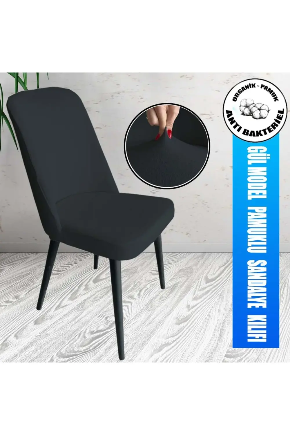 4 Adet Petek Kumaş Gül Tipi Sandalye Kılıfı & Sandalye Örtüsü Set