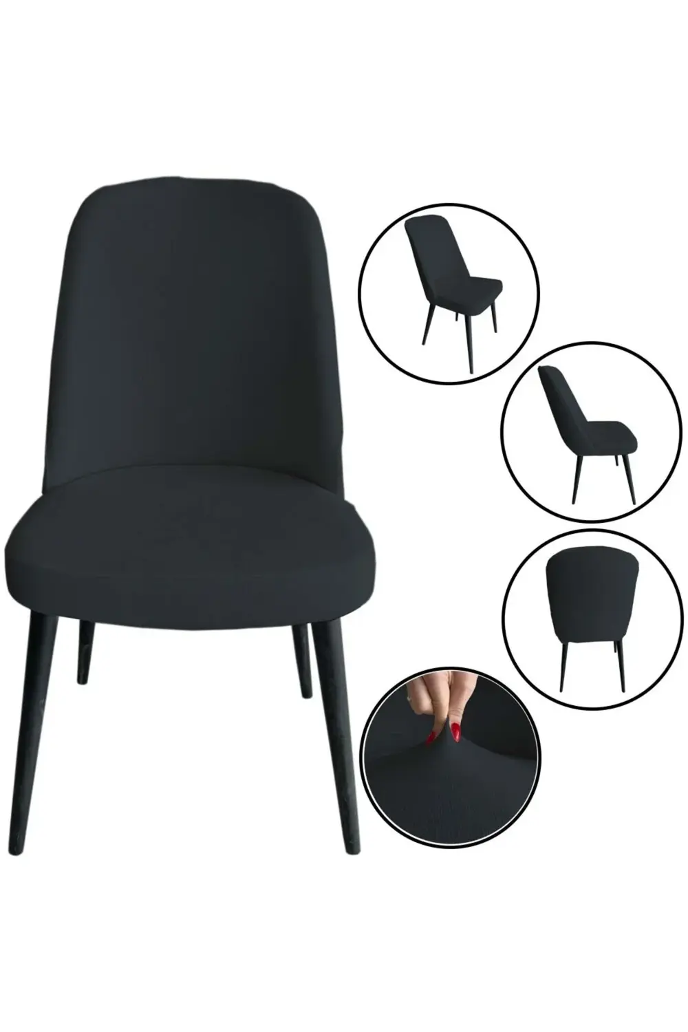 4 Adet Petek Kumaş Gül Tipi Sandalye Kılıfı & Sandalye Örtüsü Set