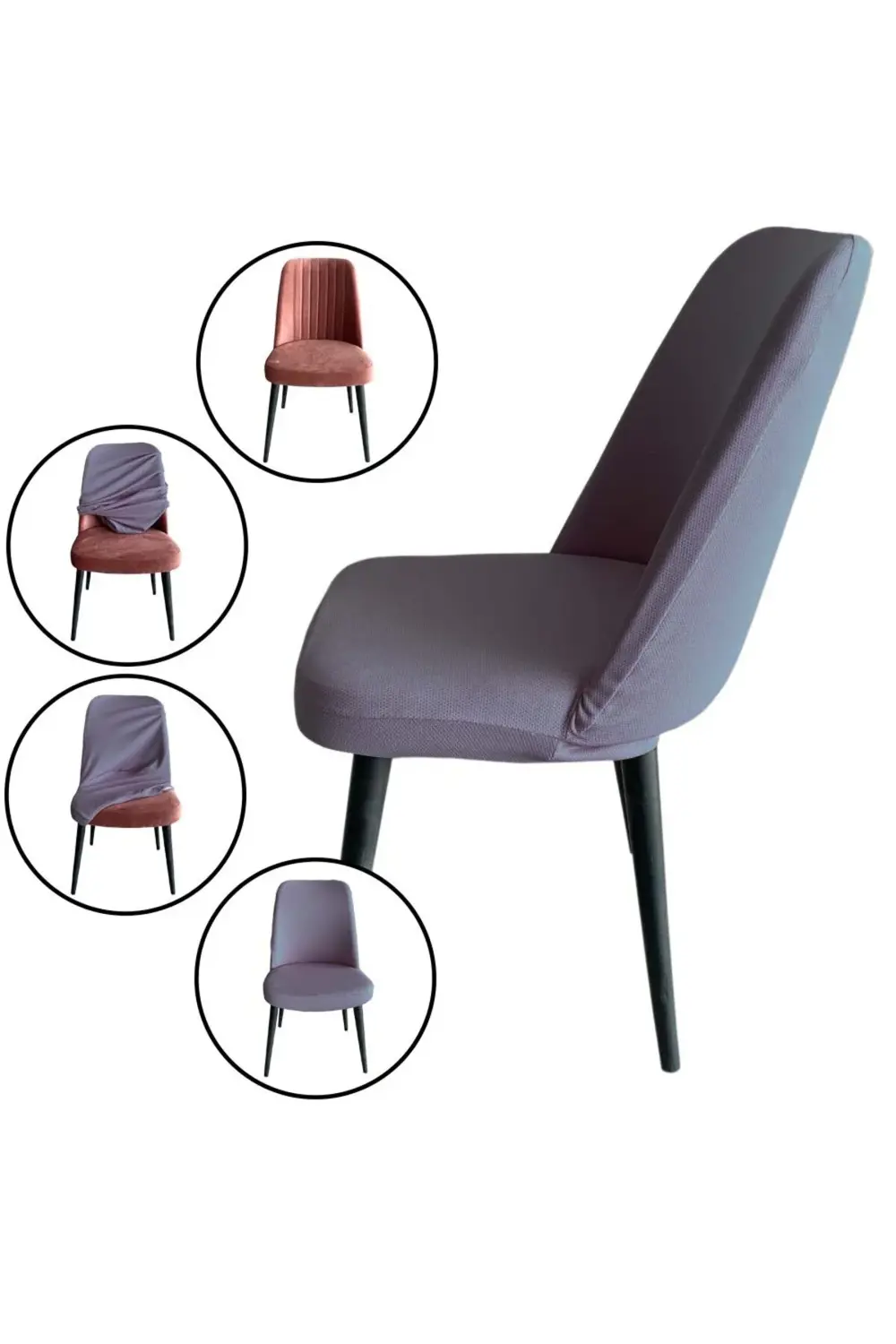 4 Adet Petek Kumaş Gül Tipi Sandalye Kılıfı & Sandalye Örtüsü Set