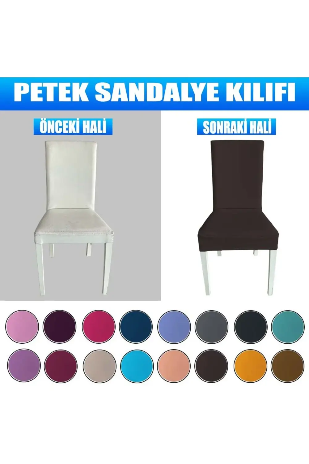 4 Adet Petek Kumaş Salon Tipi Sandalye Kılıfı & Sandalye Örtüsü S