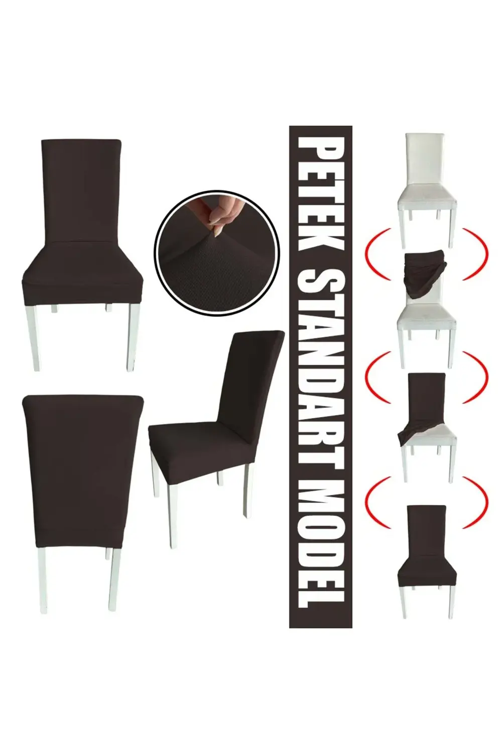 4 Adet Petek Kumaş Salon Tipi Sandalye Kılıfı & Sandalye Örtüsü S