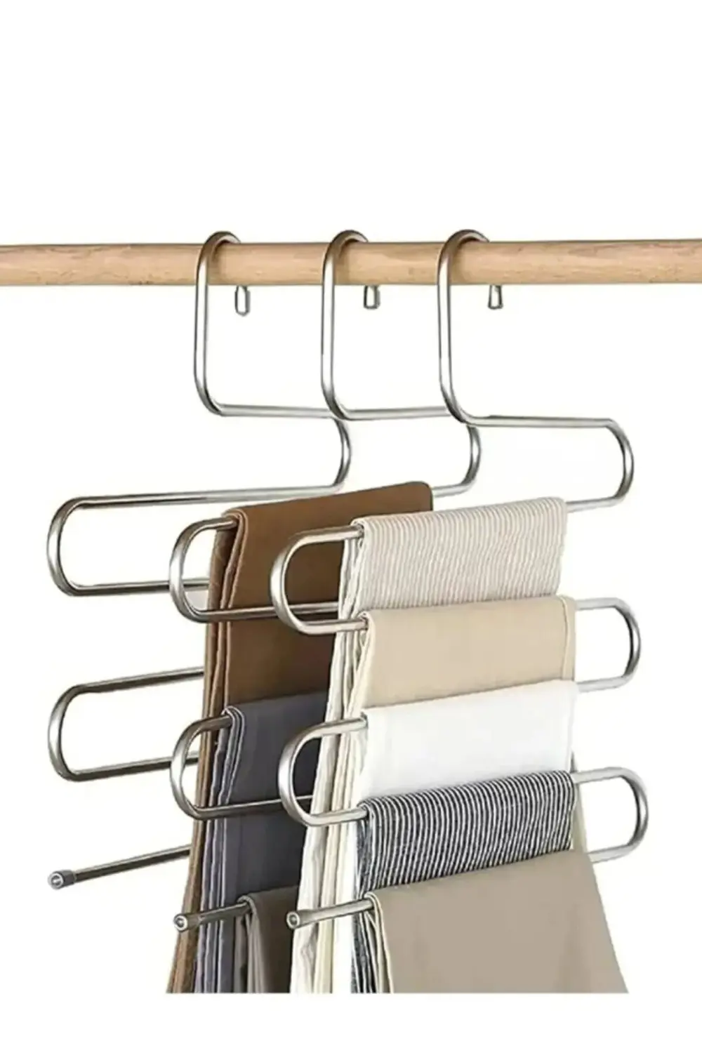 ( 4 ADET ) Pratik 5 Katlı Pantolon Askı - Pantolon Eşarp Şal Giys