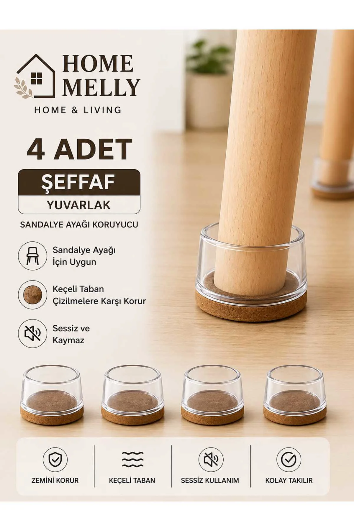 4 Adet Silikon Sandalye Ayağı Koruyucu Keçeli Zemin Çizmez Kaydırmaz Mobilya Pabucu Fiyatı, Yorumları ve Özellikleri