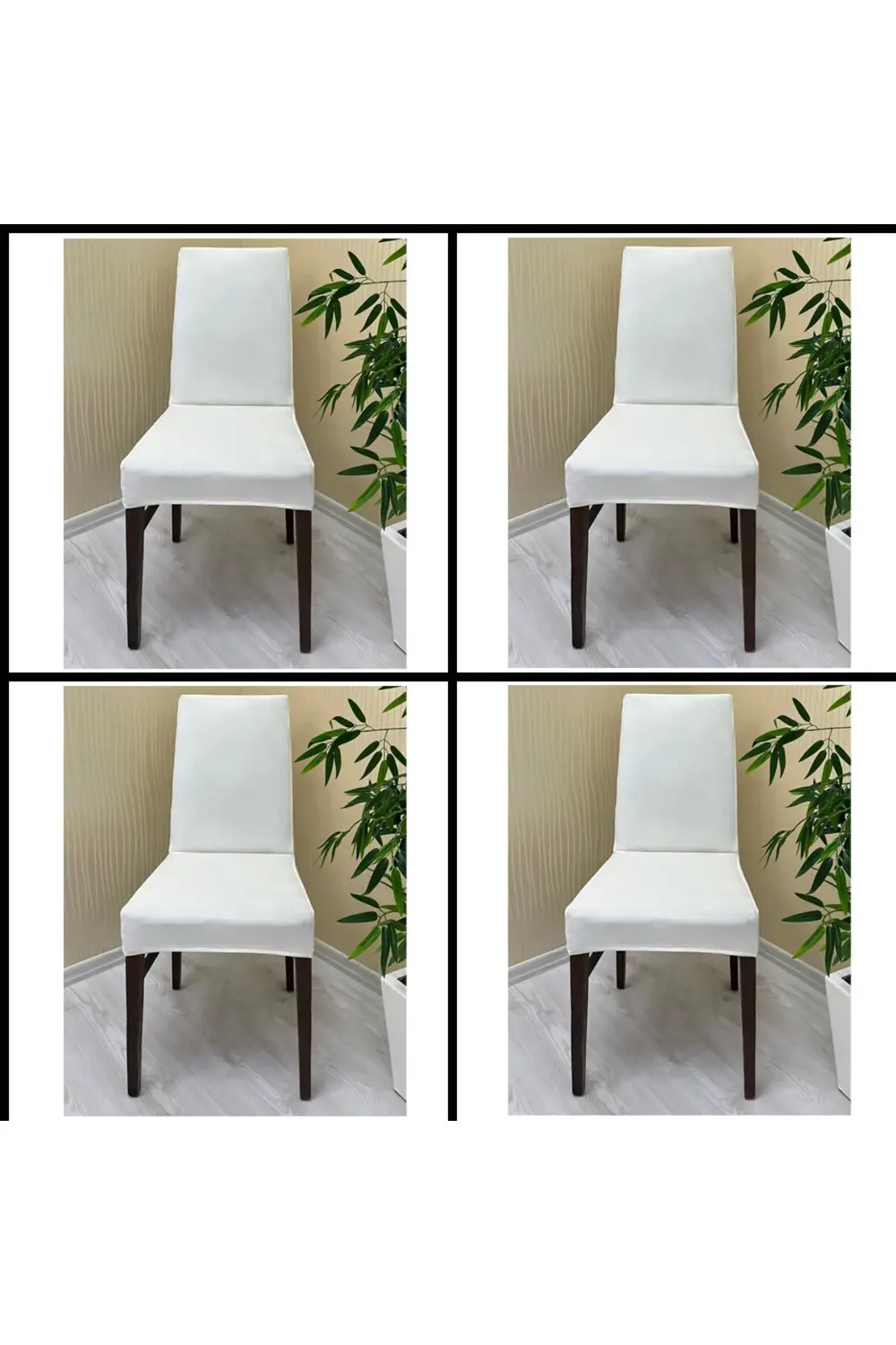 4 Adet Süet Detaylı Angora Kumaş Sandalye Kılıfı Yıkanabilir Likr