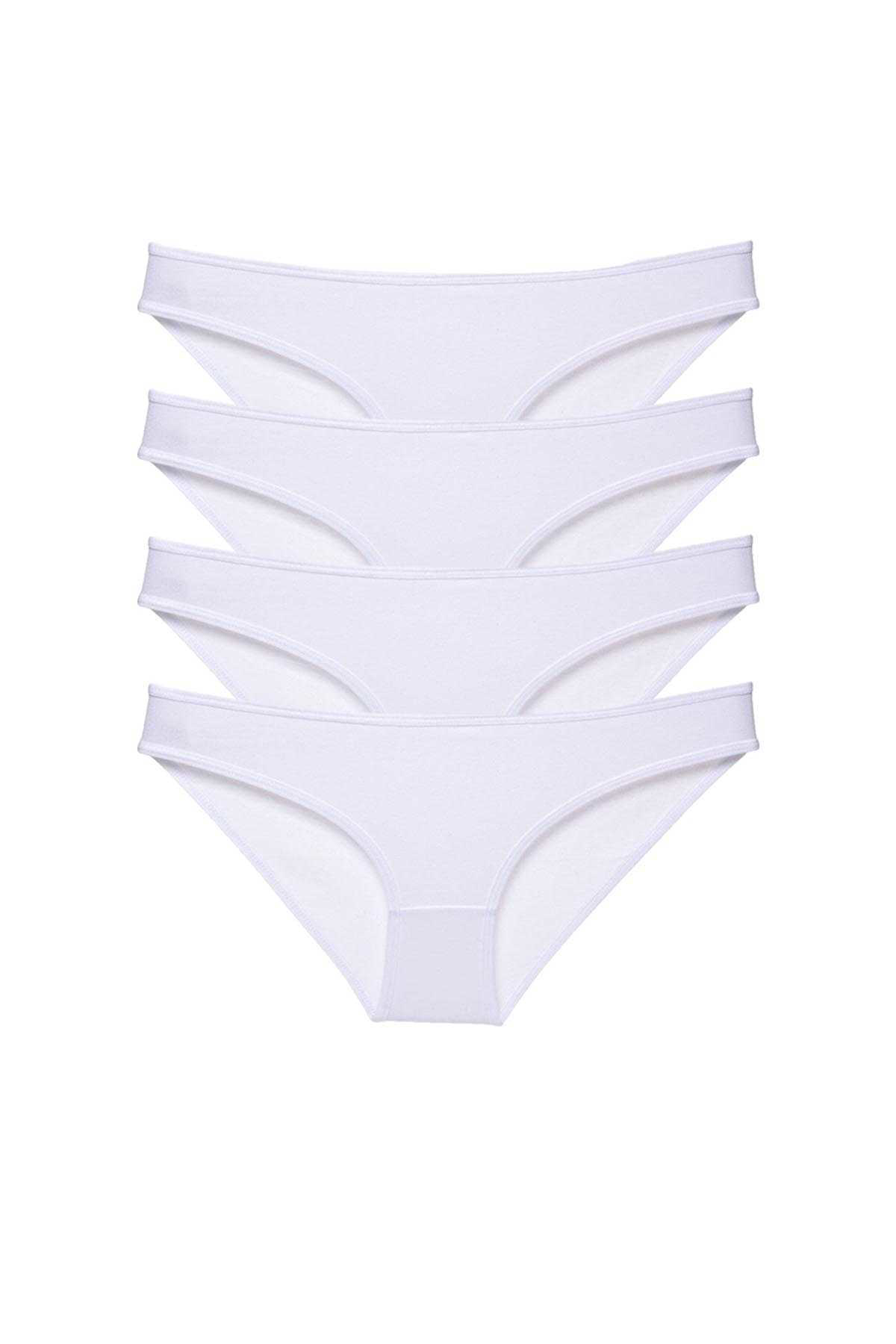 Just Cheap Store 4 Adet Süper Eko Set Likrali Kadin Slip Külot Beyaz