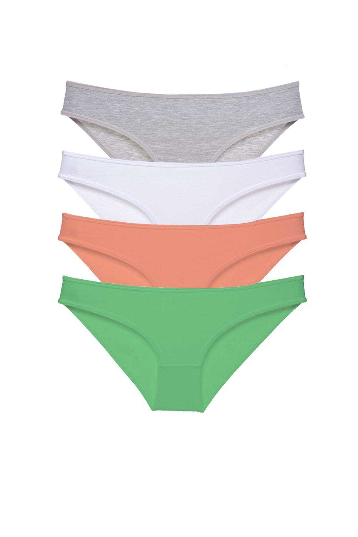 Just Cheap Store 4 Adet Süper Eko Set Likrali Kadin Slip Külot Gri Beyaz Pudra Yeş