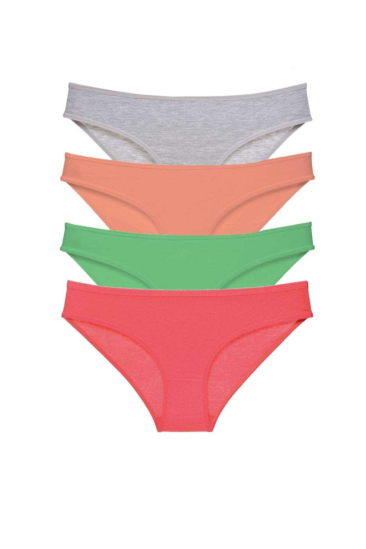 Just Cheap Store 4 Adet Süper Eko Set Likrali Kadin Slip Külot Gri Pudra Yeşil Fuş