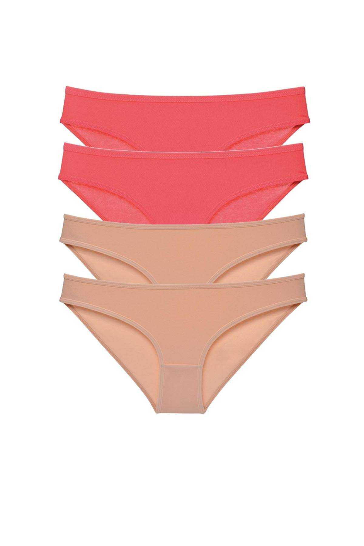 Just Cheap Store 4 Adet Süper Eko Set Likrali Kadin Slip Külot Fuşya Ten