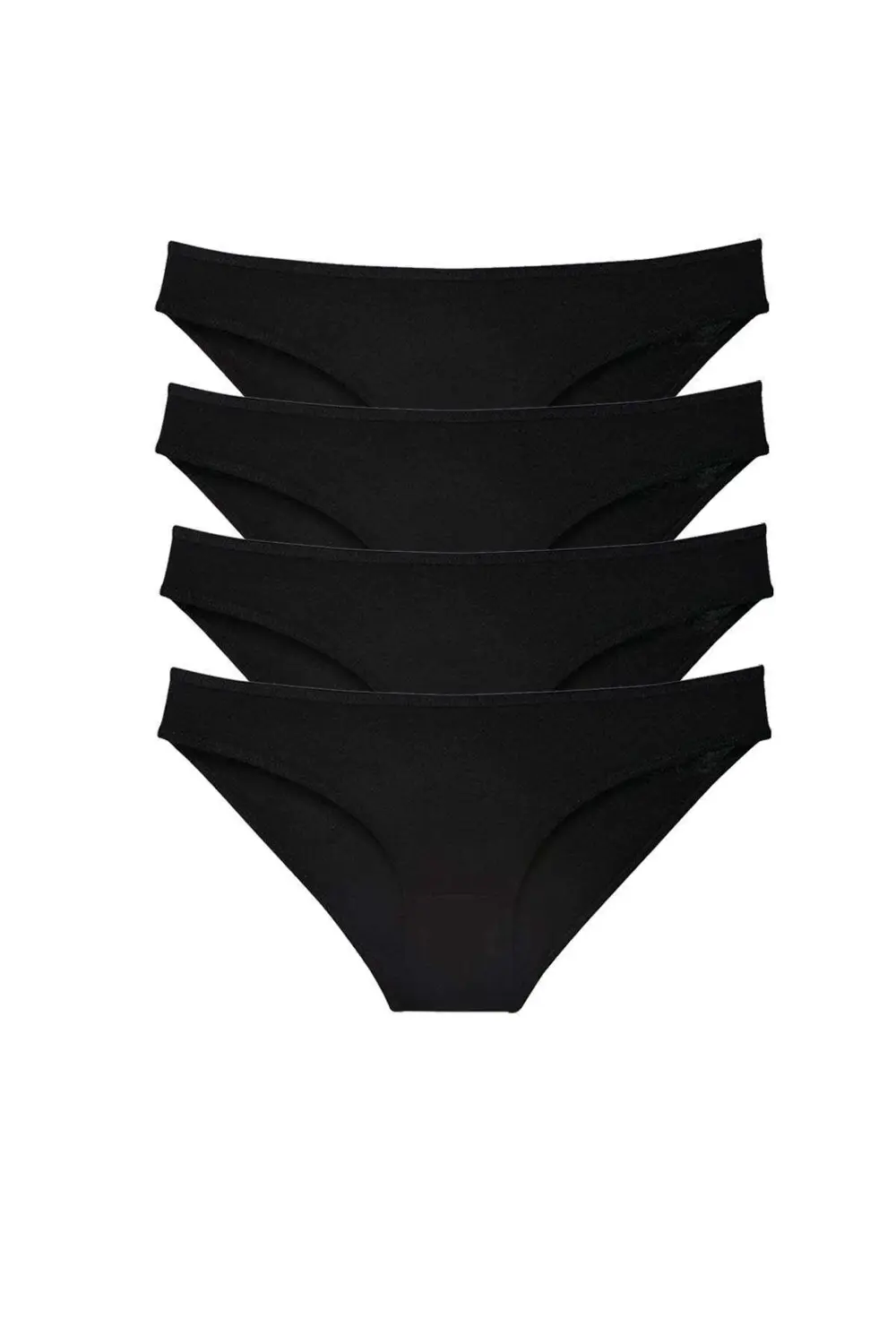 4 Adet Süper Eko Set Likralı Kadın Slip Külot Siyah