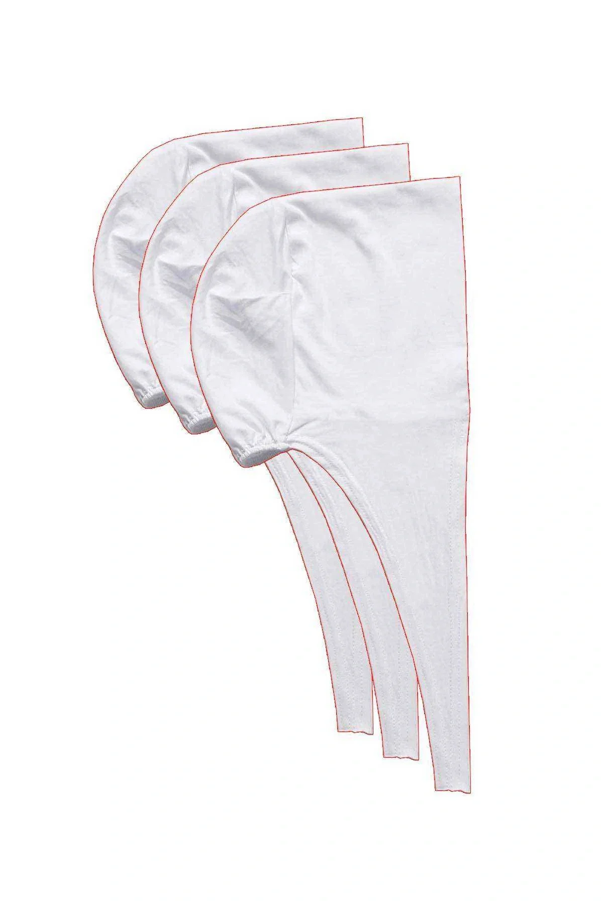 4 Adet Tesettür Bone Bağcıklı Likralı Beyaz