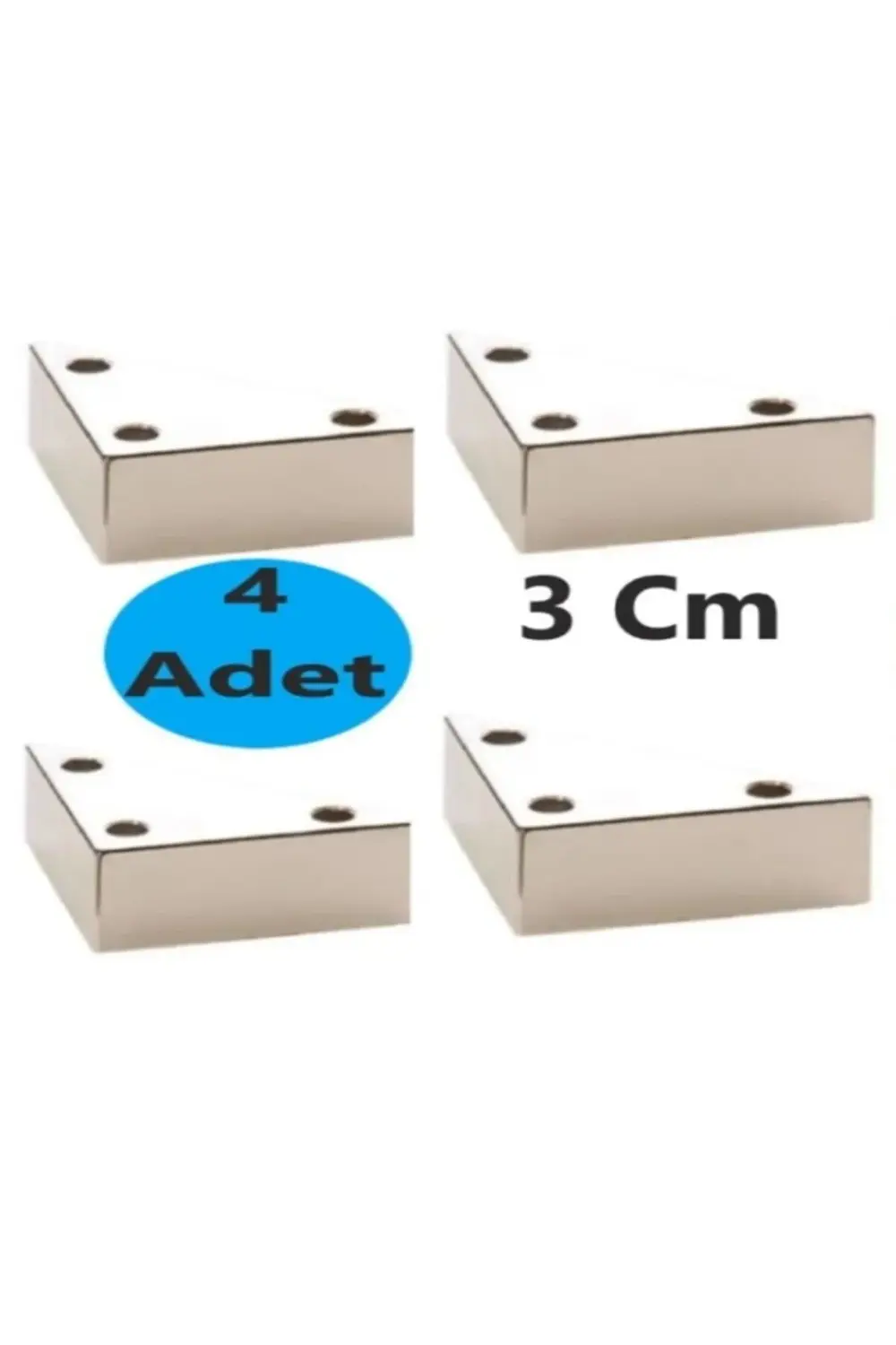 4 Adet Üçgen, Masa, Dolap Piramit Mobilya Ayağı 3 Cm Beyaz
