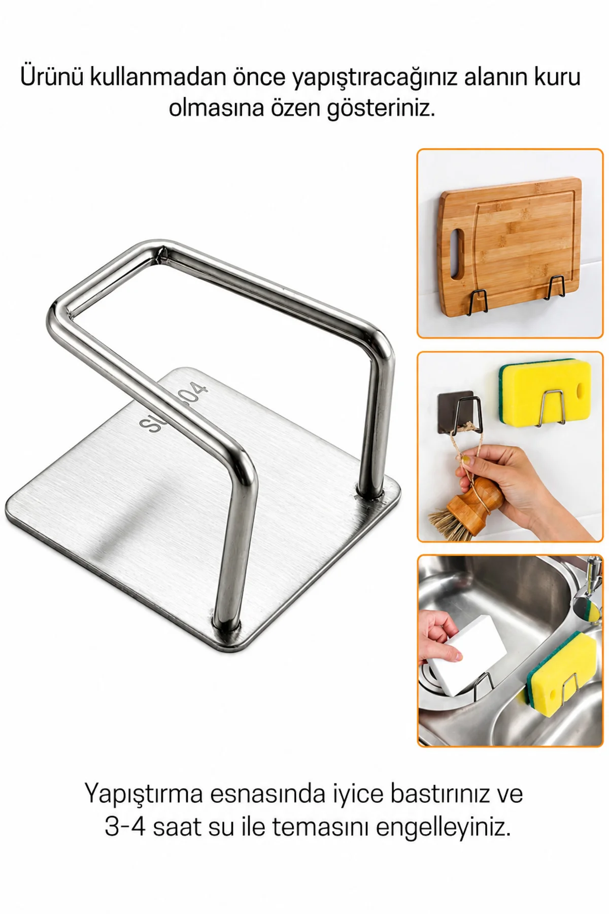 4 Adet Yapışkanlı Paslanmaya Dayanıklı Metal Askılık Süngerlik Kesme Tahtası tutucu Çok Amaçlı Duvar Askısı 4 Adet Yapışkanlı Paslanmaya Dayanıklı Metal Askılık Süngerlik Kesme Tahtası tutucu Çok Amaçlı Duvar Askısı