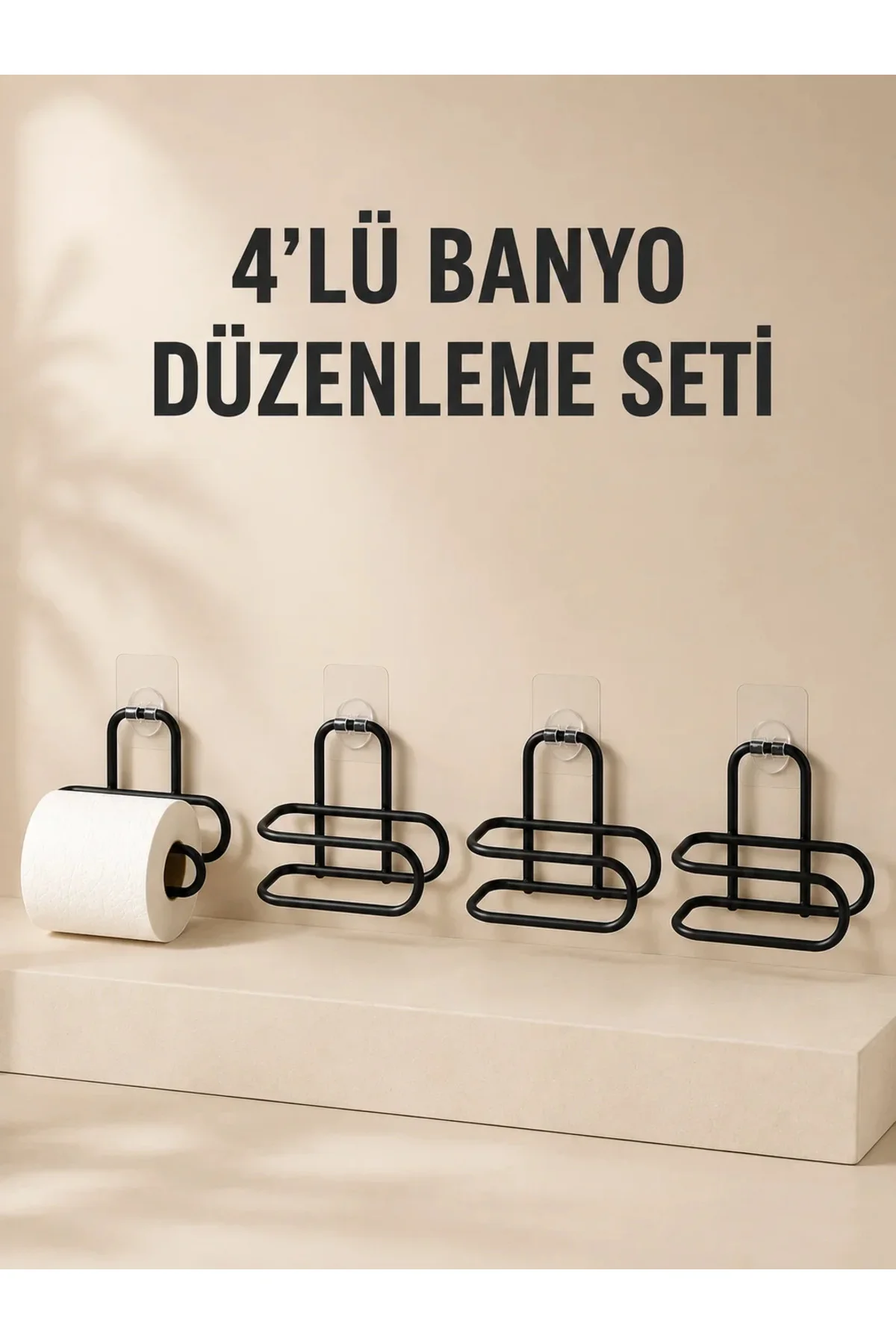 4 Adet Yapışkanlı Tuvalet Kağıdı Askısı Siyah Metal Delmeden Duvara Monte WC Kağıtlık 4 Adet Yapışkanlı Tuvalet Kağıdı Askısı Siyah Metal Delmeden Duvara Monte WC Kağıtlık