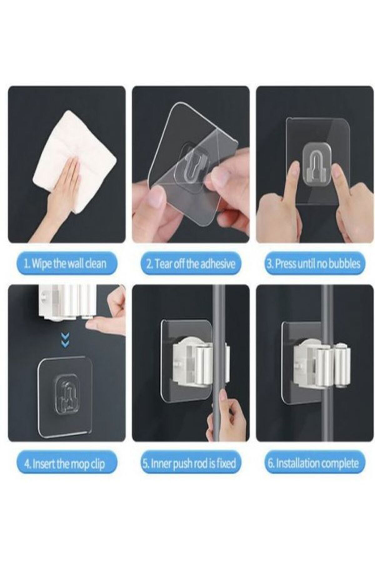 (4 ADET)Yapışkanlı Pratik Mob Paspas Vilada Fırça Faraş Süpürge A