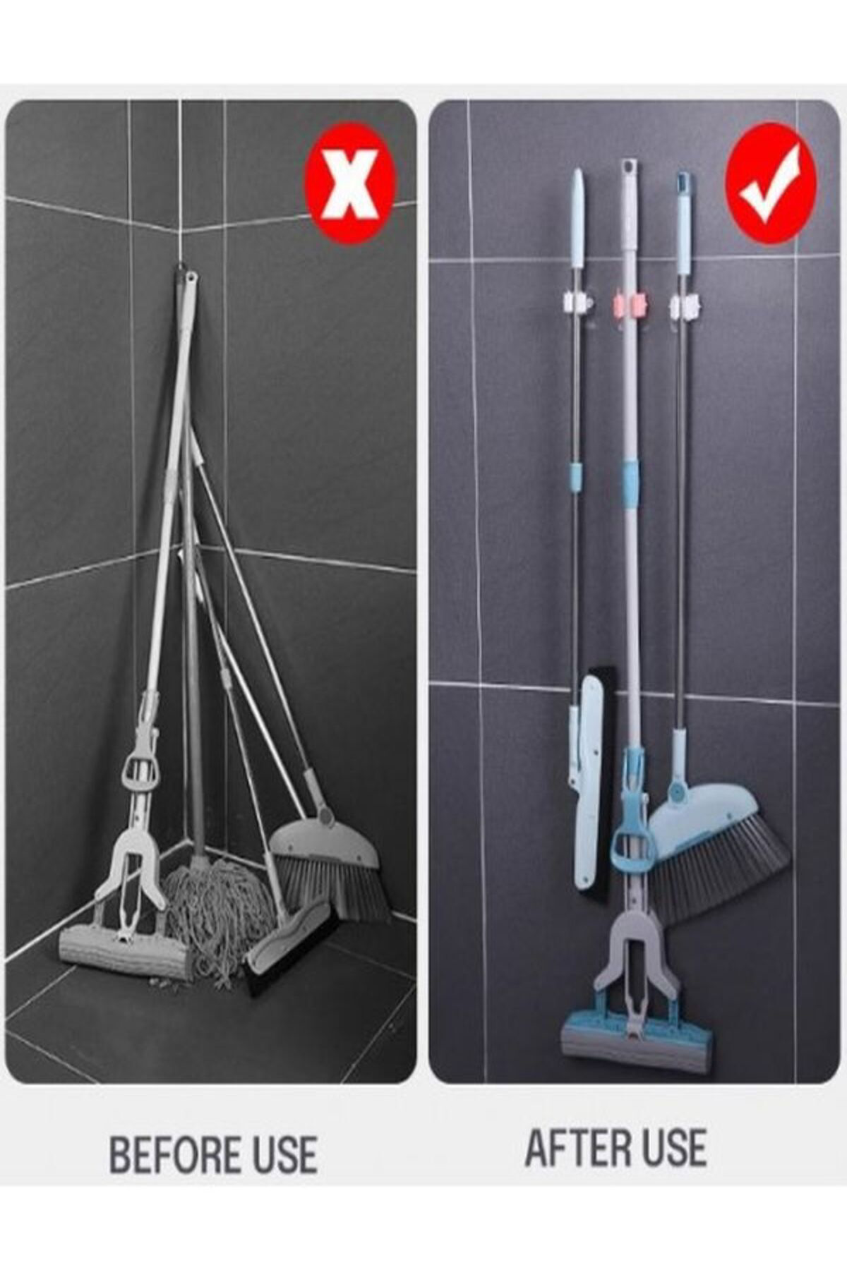 (4 ADET)Yapışkanlı Pratik Mob Paspas Vilada Fırça Faraş Süpürge A