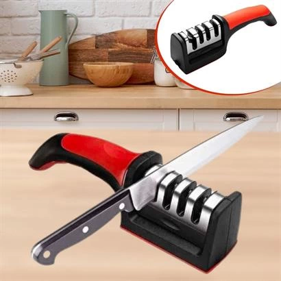 4 Aşamalı Kaymaz Tabanlı Hızlı Bıçak Ve Makas Bileme Aracı - Kesk
