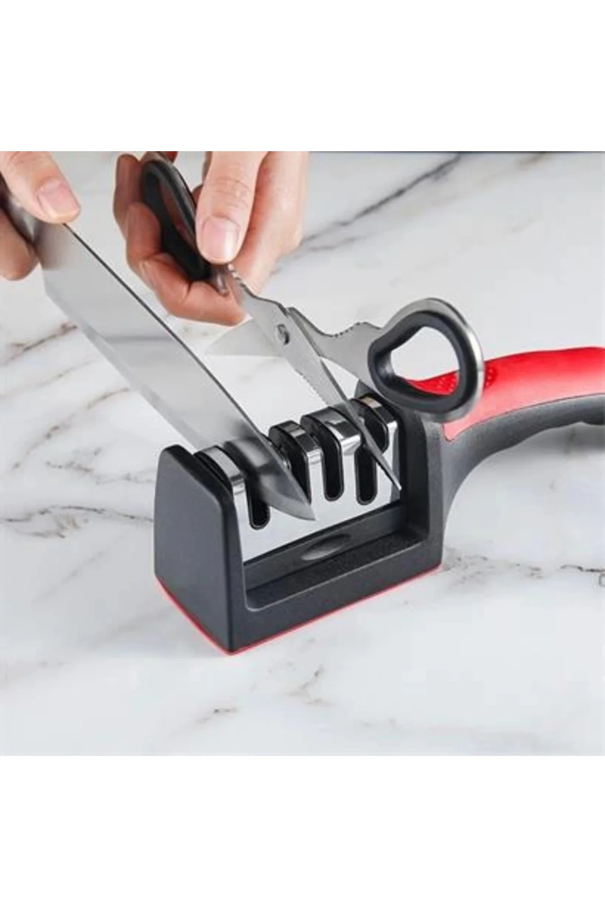 4 Aşamalı Kaymaz Tabanlı Hızlı Bıçak ve Makas Bileme Aracı - Kesk