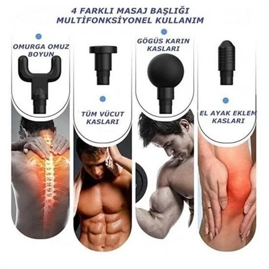 4 Başlıklı 6 Seviye Hız Ayarlı Vurmalı Kas Yoğurmalı Titreşimli M