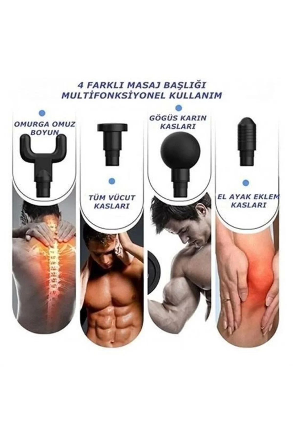 4 Başlıklı 6 Seviye Hız Ayarlı Vurmalı Kas Yoğurmalı Titreşimli M