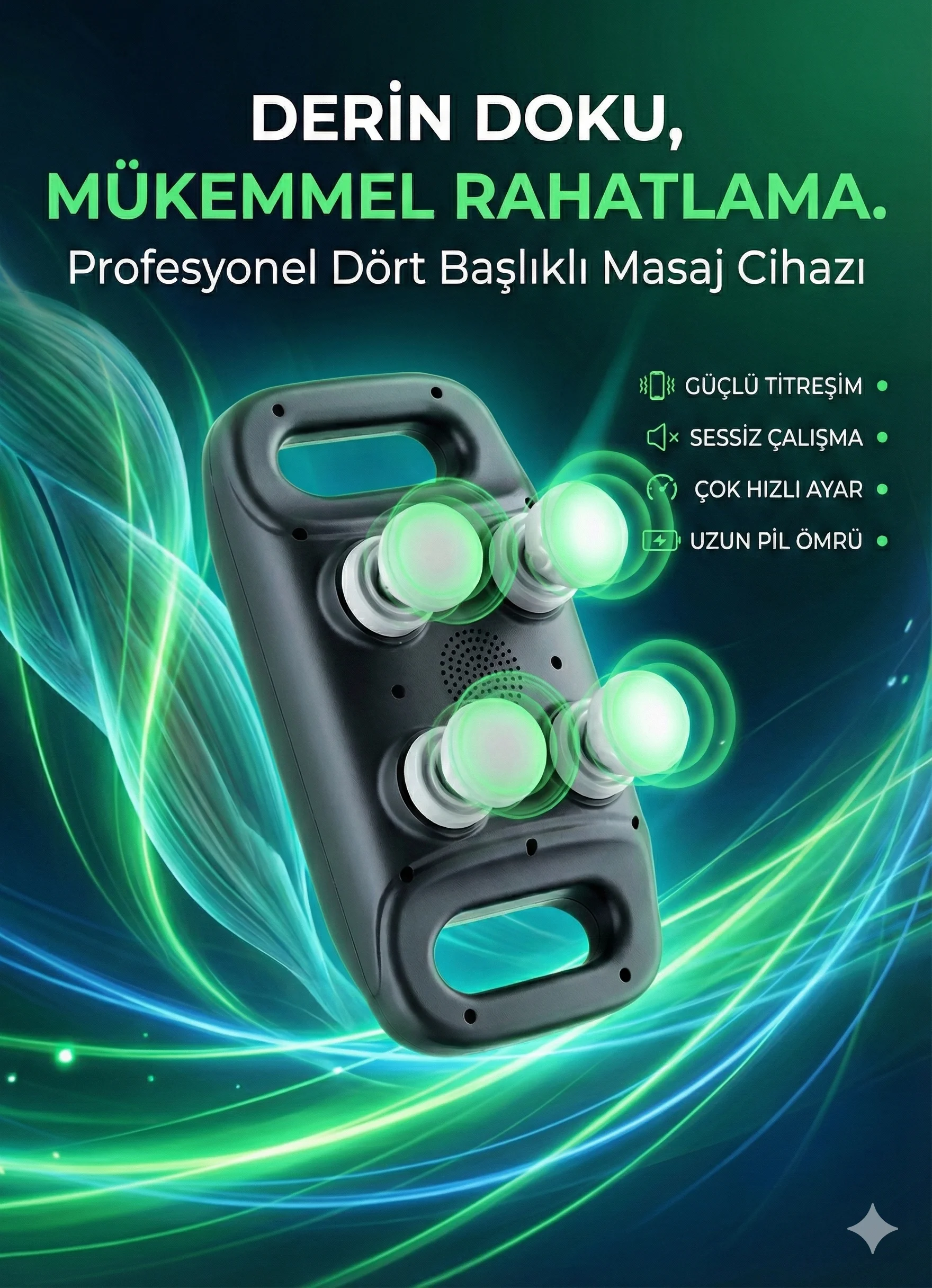 4 Başlıklı Masaj sı - Ergonomik Derin Doku Sırt ve Boyun Masaj Aleti Ağrı ve Sızı