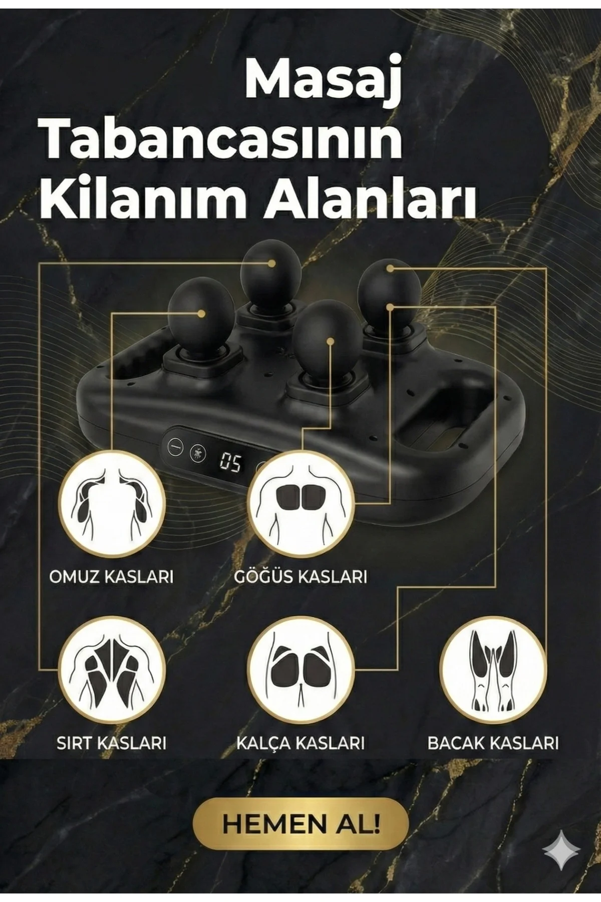4 Başlıklı Masaj Tabancası - Ergonomik Derin Doku Sırt Ve Boyun Masaj Aleti Ağrı Ve Sızı Giderici 4 Başlıklı Masaj Tabancası - Ergonomik Derin Doku Sırt Ve Boyun Masaj Aleti Ağrı Ve Sızı Giderici - Görsel 2