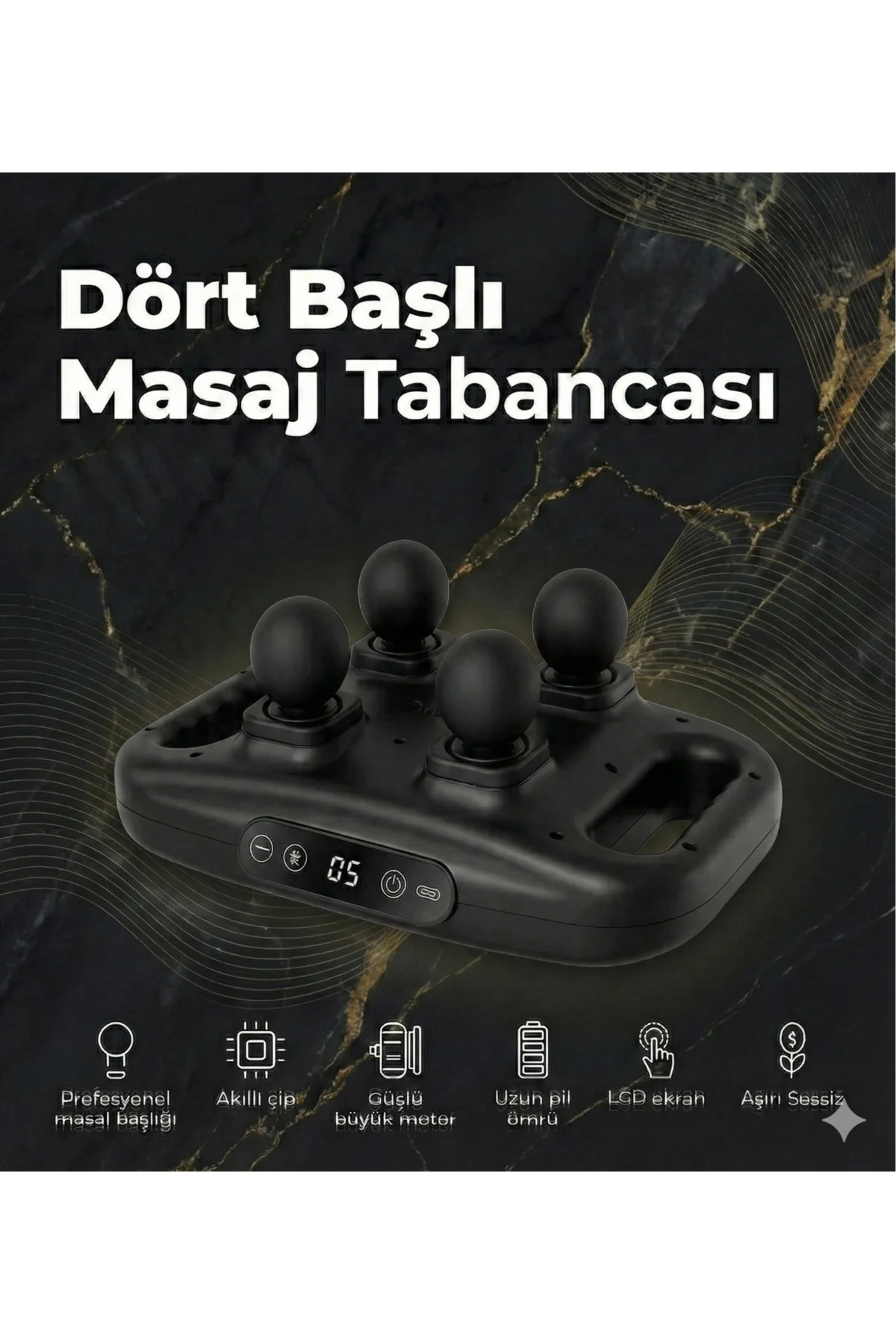 4 Başlıklı Masaj Tabancası - Ergonomik Derin Doku Sırt Ve Boyun Masaj Aleti Ağrı Ve Sızı Giderici 4 Başlıklı Masaj Tabancası - Ergonomik Derin Doku Sırt Ve Boyun Masaj Aleti Ağrı Ve Sızı Giderici - Görsel 4