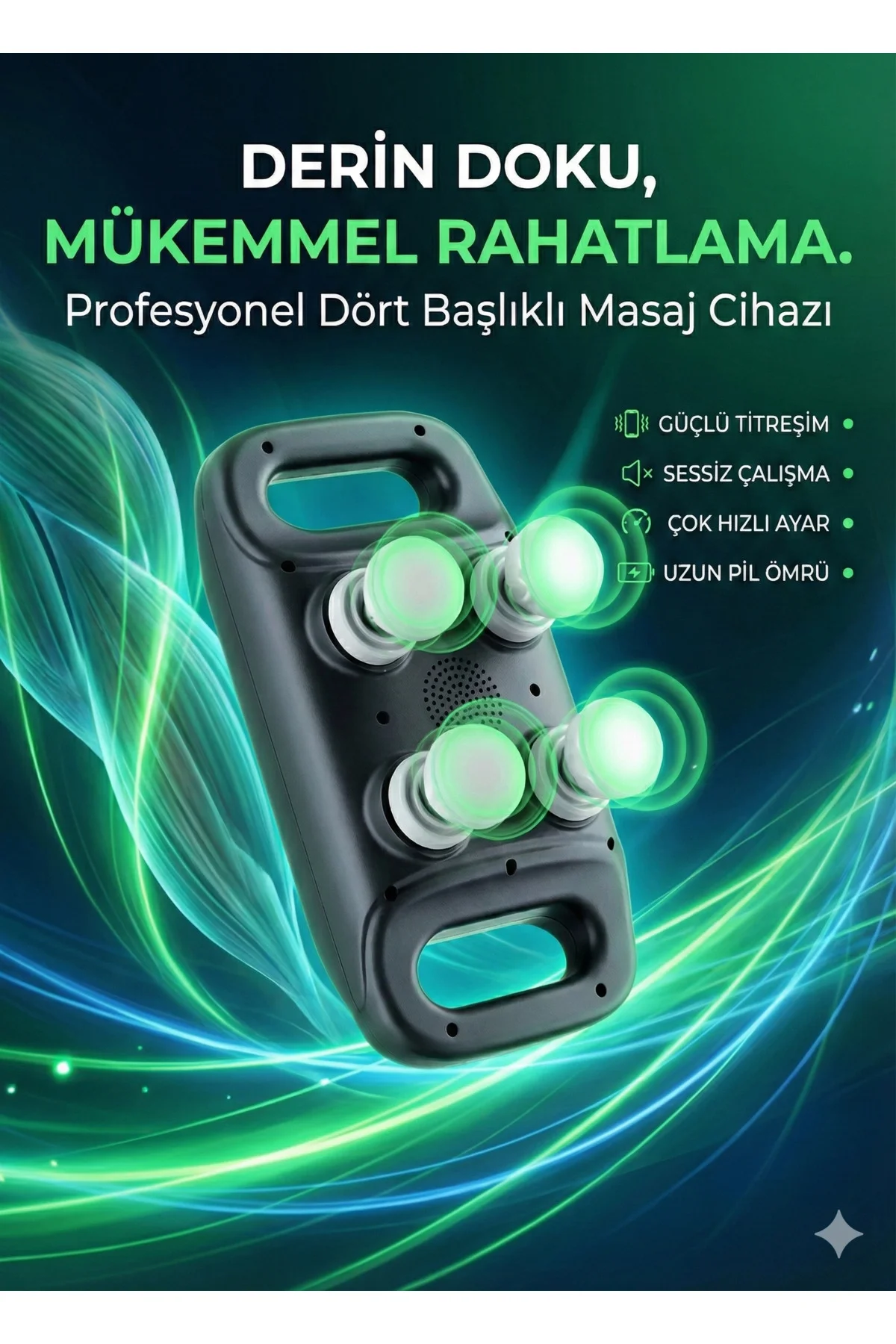 4 Başlıklı Masaj Tabancası - Ergonomik Derin Doku Sırt Ve Boyun Masaj Aleti Ağrı Ve Sızı Giderici 4 Başlıklı Masaj Tabancası - Ergonomik Derin Doku Sırt Ve Boyun Masaj Aleti Ağrı Ve Sızı Giderici - Görsel 5