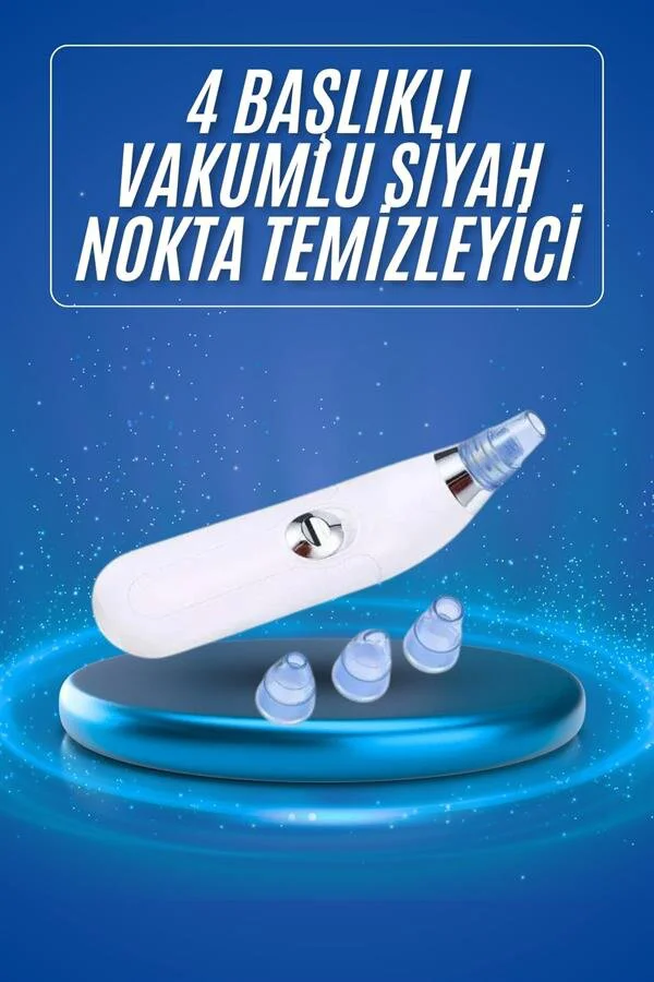 4 Başlıklı Vakumlu Siyah Nokta Temizleme Cihazı - Ölü Deri Arındırma ve Cilt Bakımı