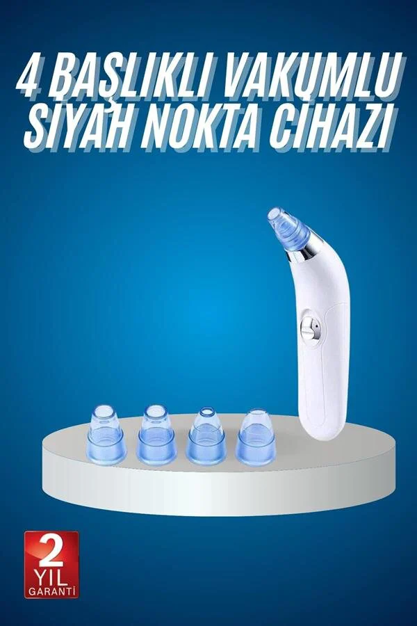 4 Başlıklı Vakumlu Siyah Nokta Temizleyici Cihaz - Akne ve Ölü Deri Temizleme Seti