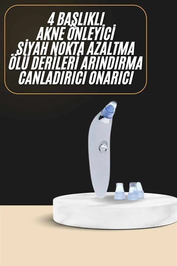 4 Başlıklı Vakumlu Siyah Nokta Temizleme Cihazı - Ölü Deri Arındırma ve Cilt Bakımı
