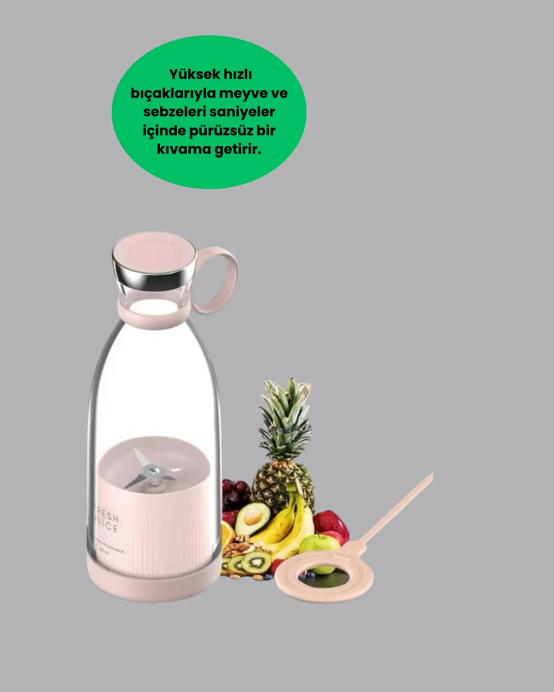 4 Bıçaklı Gıda Sınıfı Paslanmaz Çelik Taşınabilir Blender