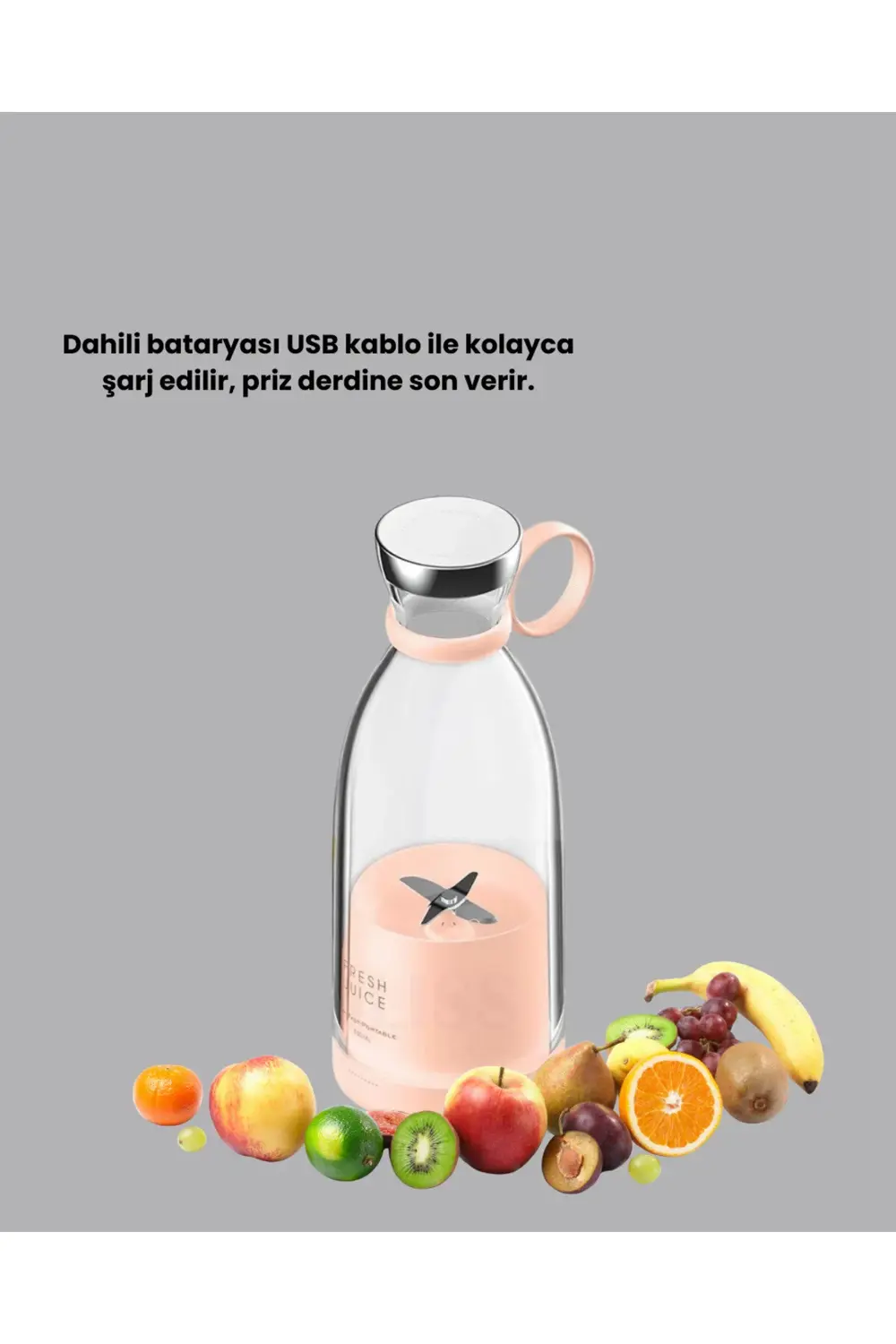 4 Bıçaklı Gıda Sınıfı Paslanmaz Çelik Taşınabilir Blender