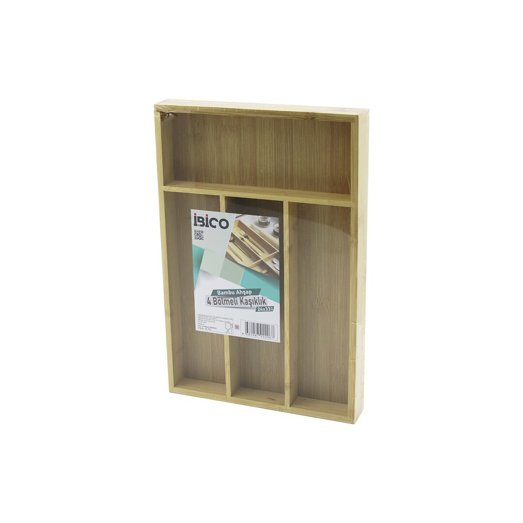 4 BÖLMELİ AHŞAP BAMBU KAŞIKLIK  24X33CM (4741)