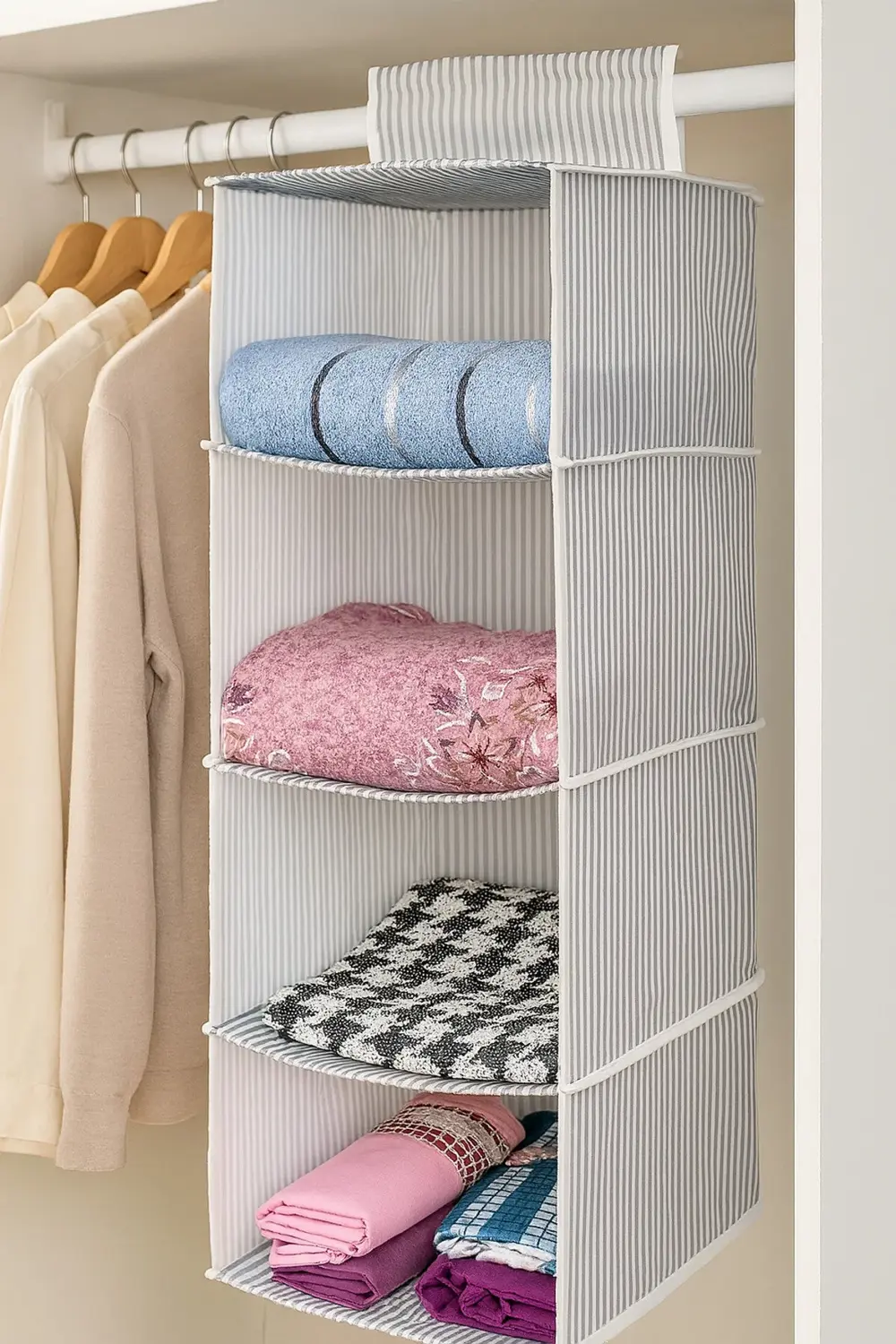 Pazar Kapısı 4 Bölmeli Askılı Dolap Düzenleyici Organizer Gri