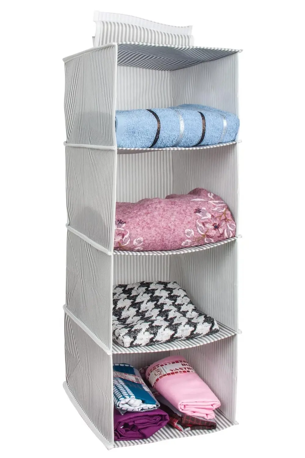 Pazar Kapısı 4 Bölmeli Askılı Dolap Düzenleyici Organizer Gri