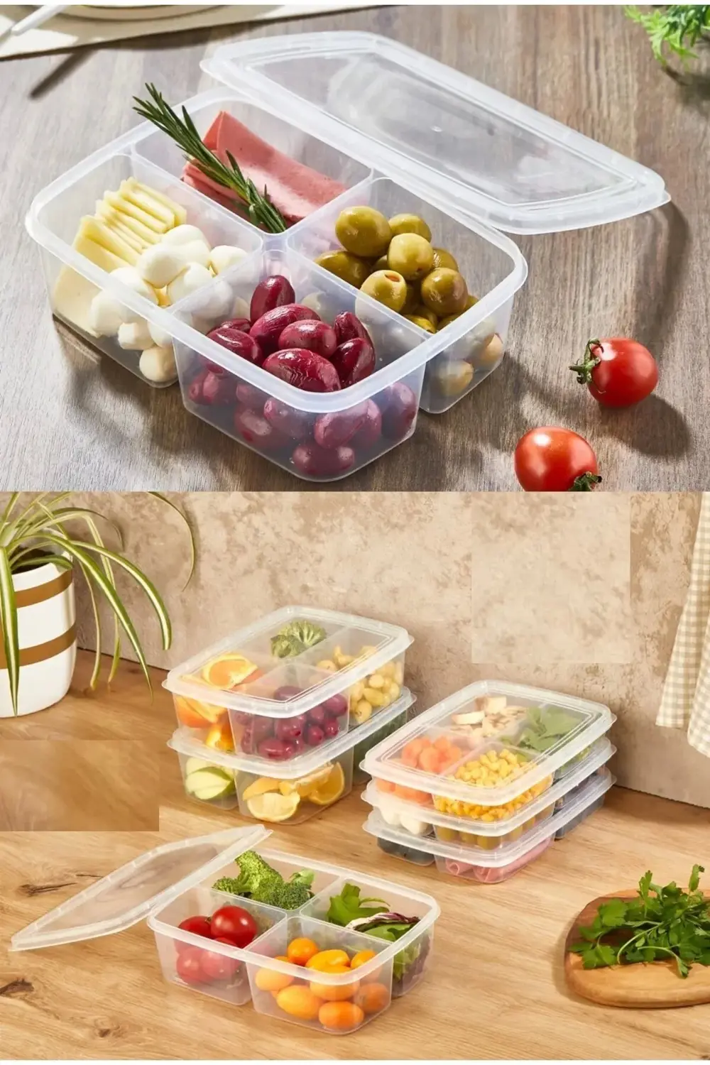 4 Bölmeli Diyet Saklama Kabı Öğünlük Kahvaltılık Piknik Beslenme