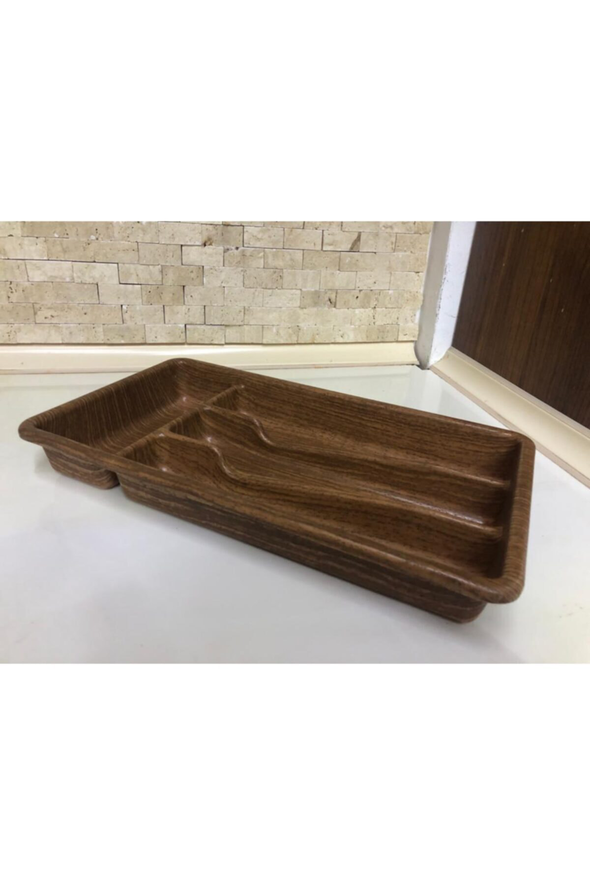 Alberlo 4 Bölmeli Kaşiklik Ahşap Görünümlü