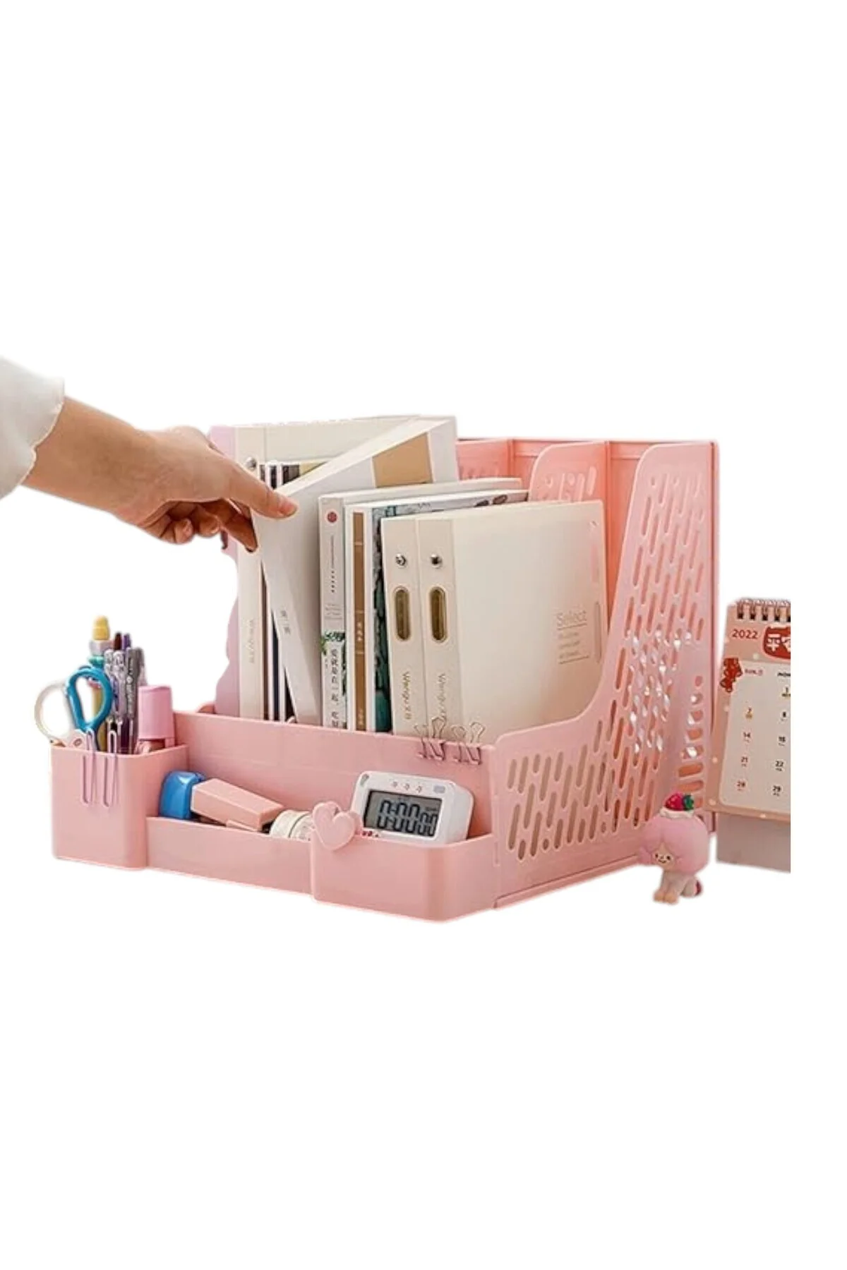 4 Bölmeli Modüler Tasarım Organizer Kalemlikli Magazinlik Klasör 